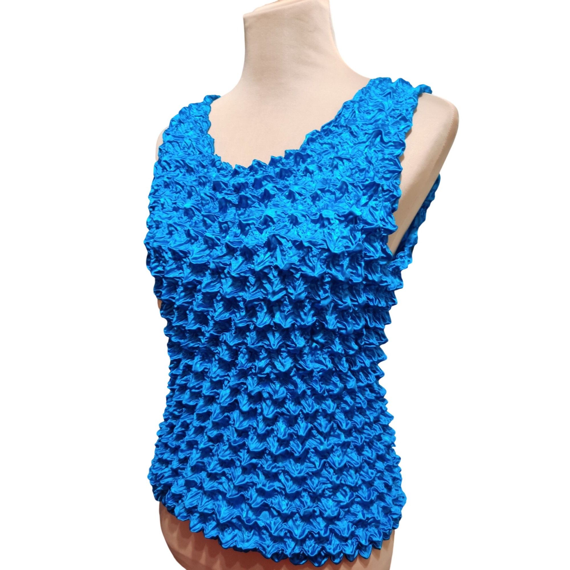 Other Popcorn Tank Top One Size Womens Blue Bubble Crinkle Sleevel Size ONE SIZE - 6 Thumbnail