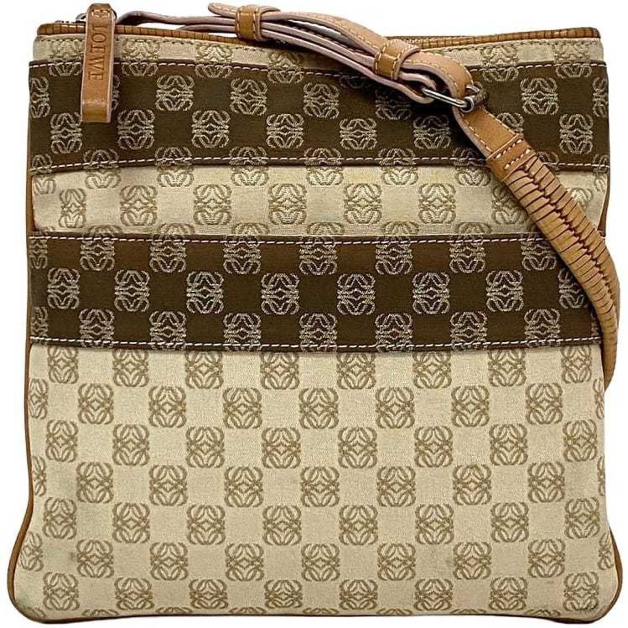 Loewe LOEWE Shoulder Bag ec-22213 Beige Orange Anagram Crossbody Canvas Leather 290605 Women's Men's Size ONE SIZE - 1 Thumbnail