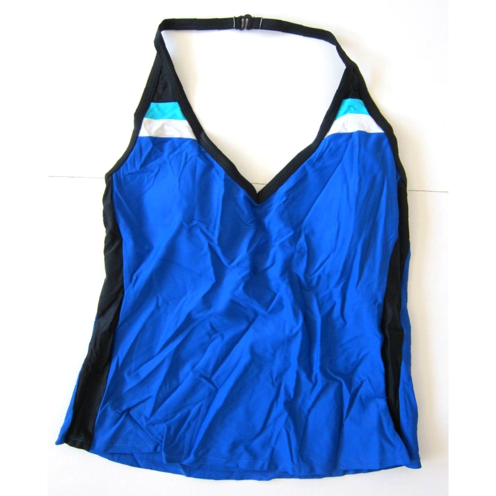Vintage Athletech Top Halter Built In Bra Tankini Swim Blue 18 Womens Swimsuit Size XXL / US 16-18 / IT 52-54 - 2 Thumbnail