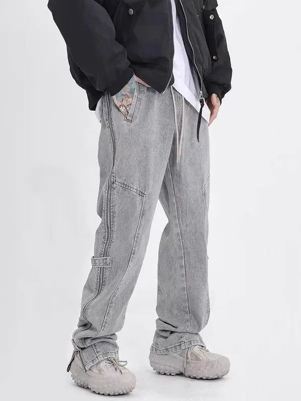 VIBE Distressed washed side zip micro-flare jeans Size US 32 / EU 48 - 2 Thumbnail