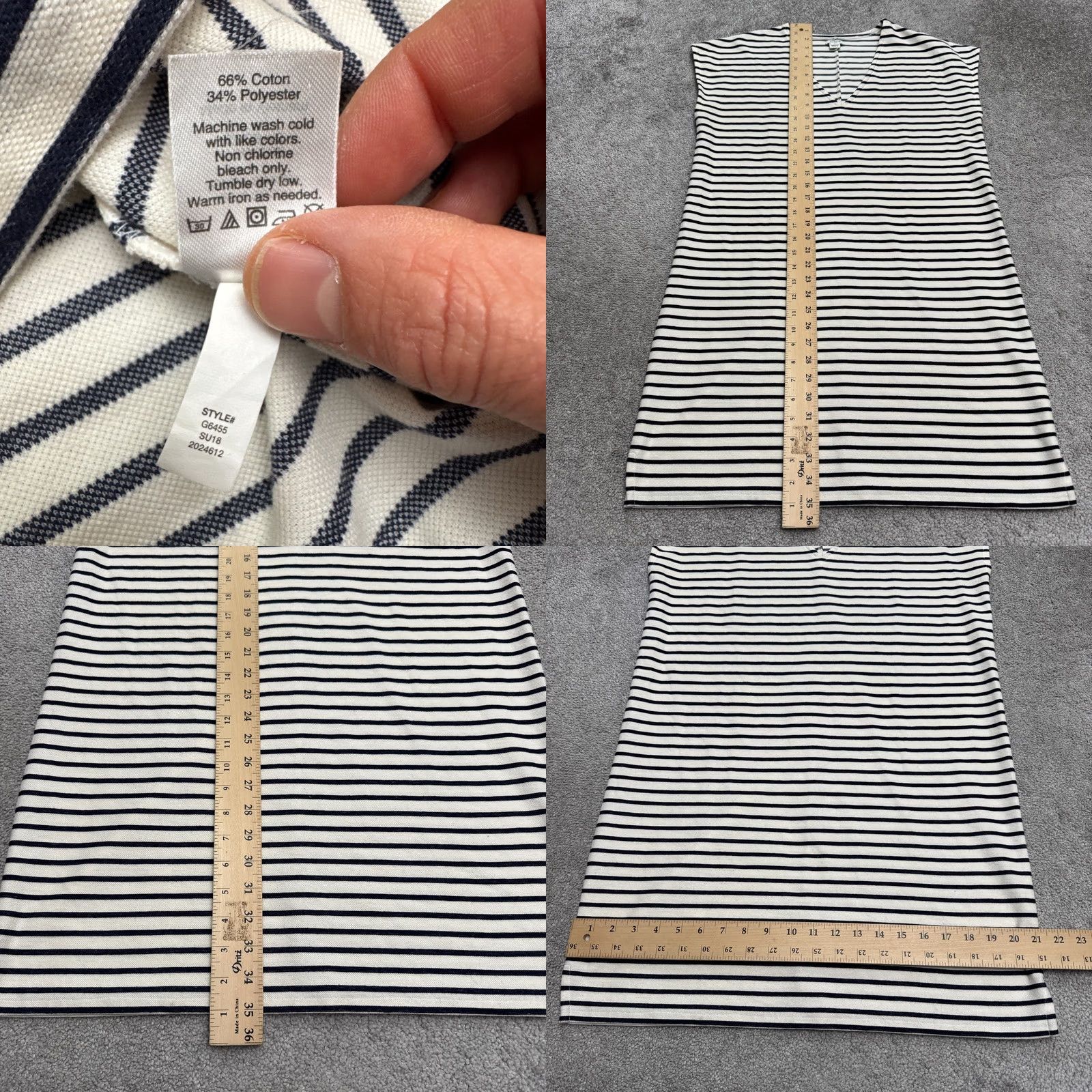 J.Crew J.Crew Striped Sleeveless V-Neck Midi Shift Dress Womens Small Navy Blue White Size S / US 4 / IT 40 - 8 Thumbnail