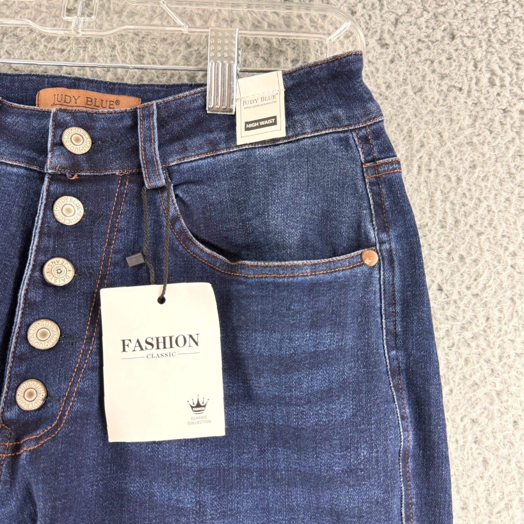 Vintage Judy Blue Jeans Womens Size 28 Blue Denim Straight Leg High Waist Dark Wash Jeans Size 28" / US 6 / IT 42 - 3 Thumbnail