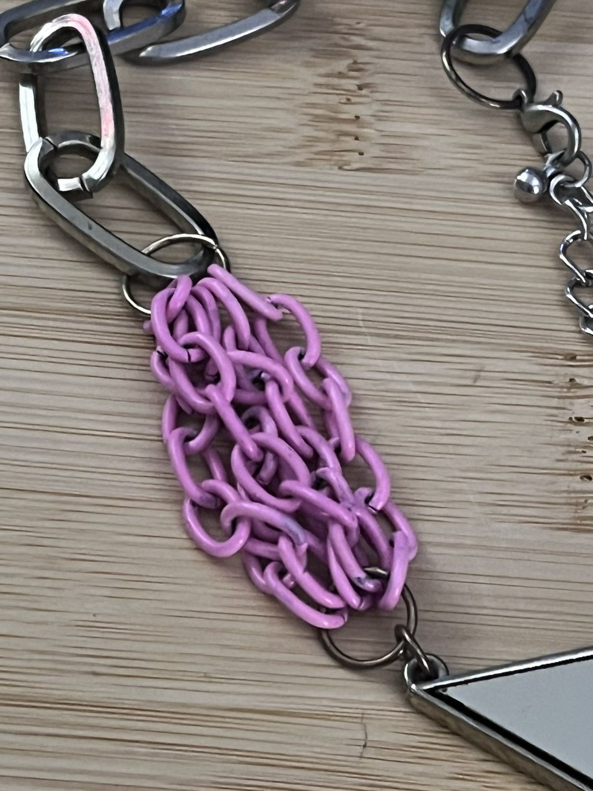 Other 2010s Geometric Triangle Mirror Pendant Pink Chain Necklace Size ONE SIZE - 3 Thumbnail