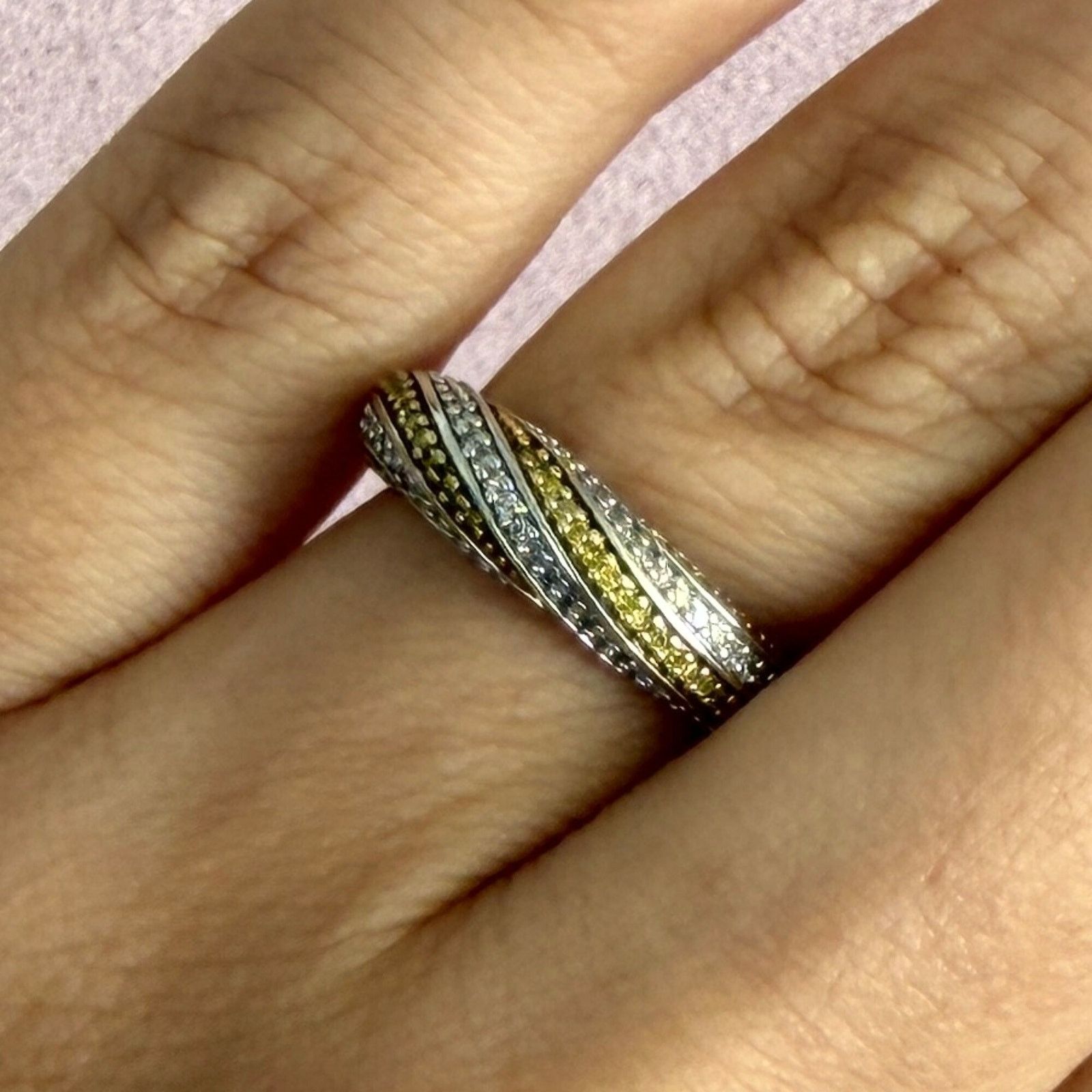 Sterling Silver affinity sterling silver yellow diamond band ring size 5.75 Size ONE SIZE - 1 Thumbnail