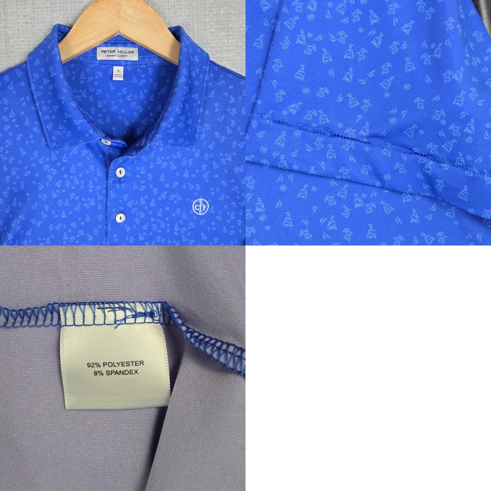 Peter Millar PETER MILLAR x CONWAY FARMS Tequila Lime Mens Polo Shirt Large Summer Comfort Size US L / EU 52-54 / 3 - 9 Thumbnail