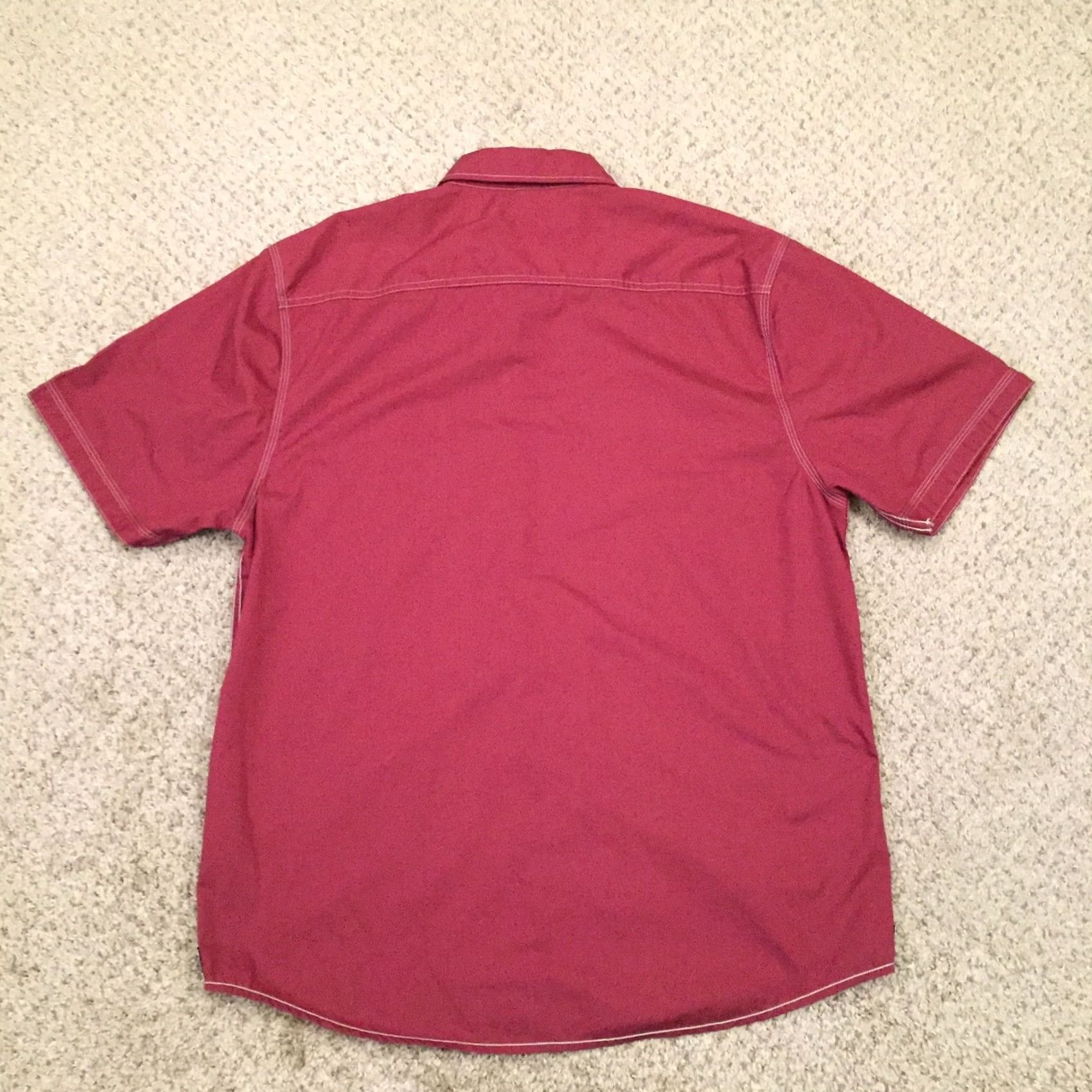 Vintage Tranquility Shirt Mens XL Red Short Sleeve Button Up Slim Fit Pockets Size US XL / EU 56 / 4 - 5 Thumbnail