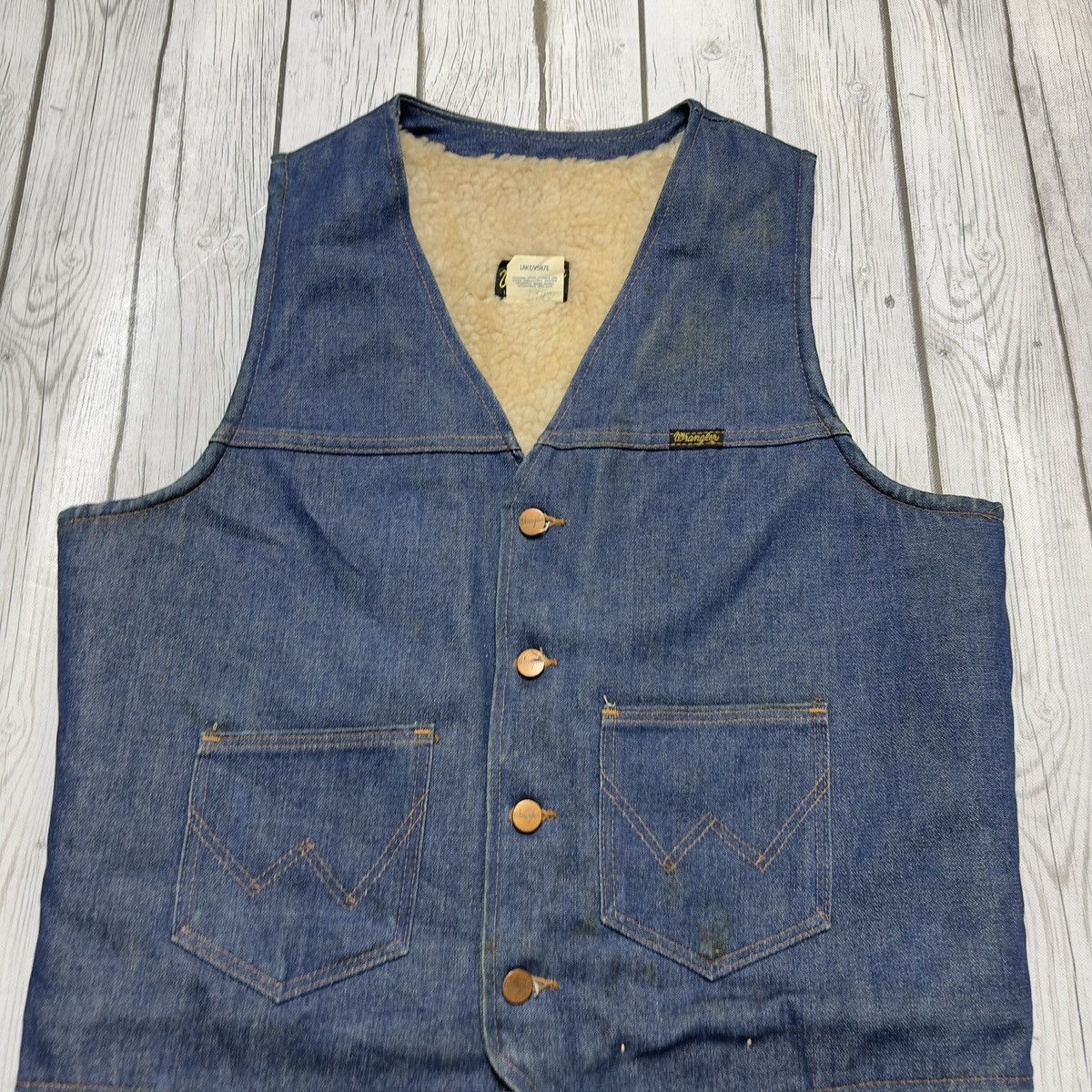 Vintage × Wrangler Vintage Wrangler denim sherpa vest Size US L / EU 52-54 / 3 - 3 Thumbnail