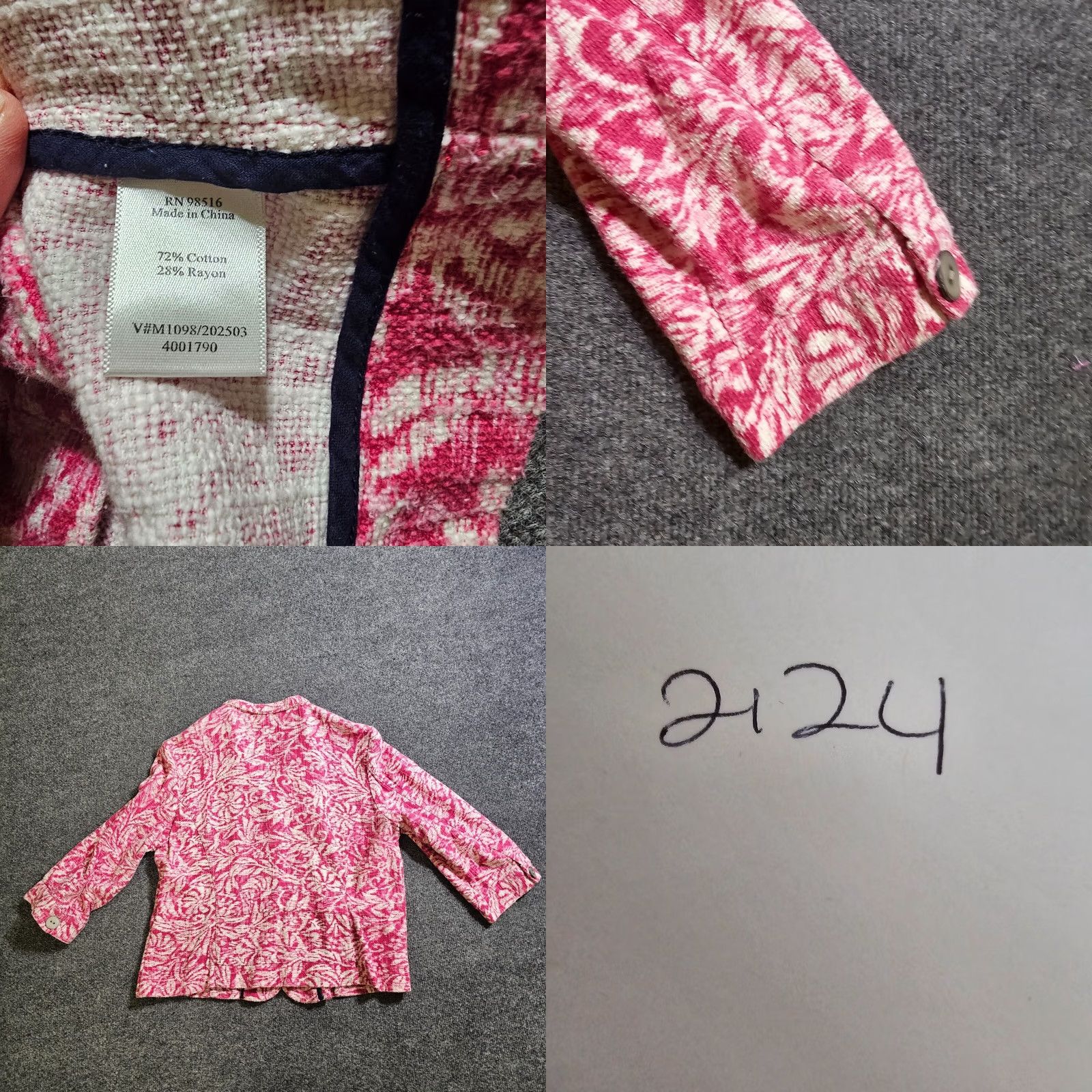 Coldwater Creek Coldwater Creek Blazer Women L Pink White Floral 3/4 Sleeve Tweed Jacket Career Size L / US 10 / IT 46 - 8 Thumbnail