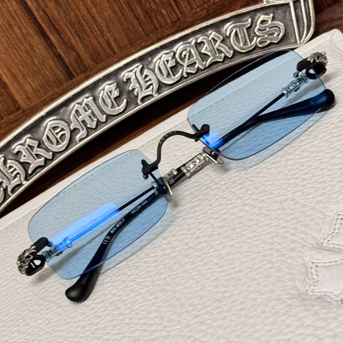 image of Chrome Hearts Pills Iii Glasses in Black, Men's