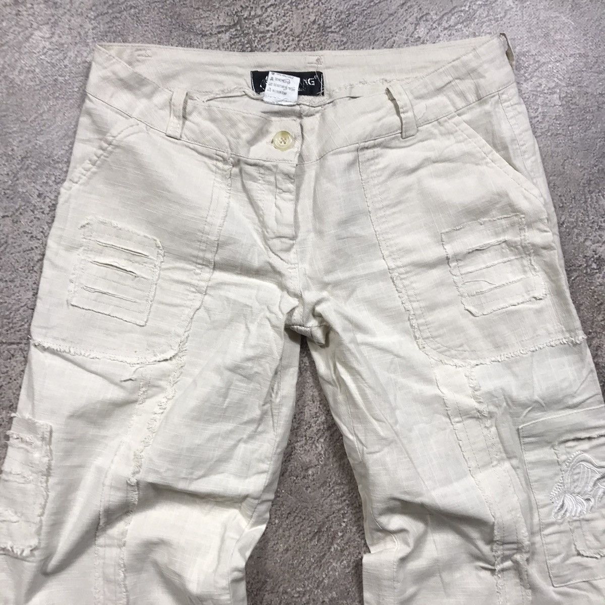 Vintage Vintage Y2K Baggy Cargo Pants Distressed Streetwear Logo 29 Size 29" - 3 Thumbnail