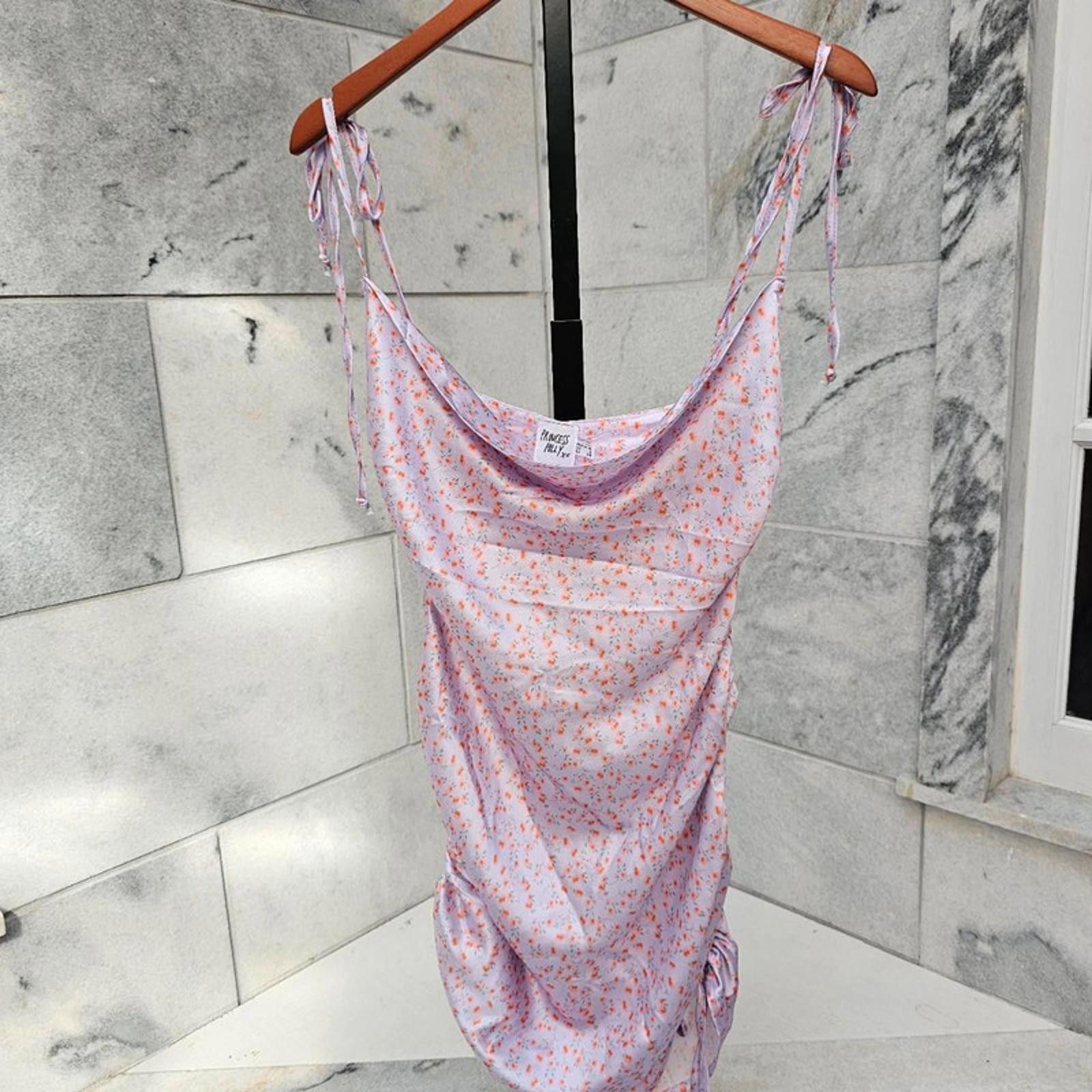 Designer Princess Polly Women's Purple and With Orange Flowers Dress Size M / US 6-8 / IT 42-44 - 2 Thumbnail