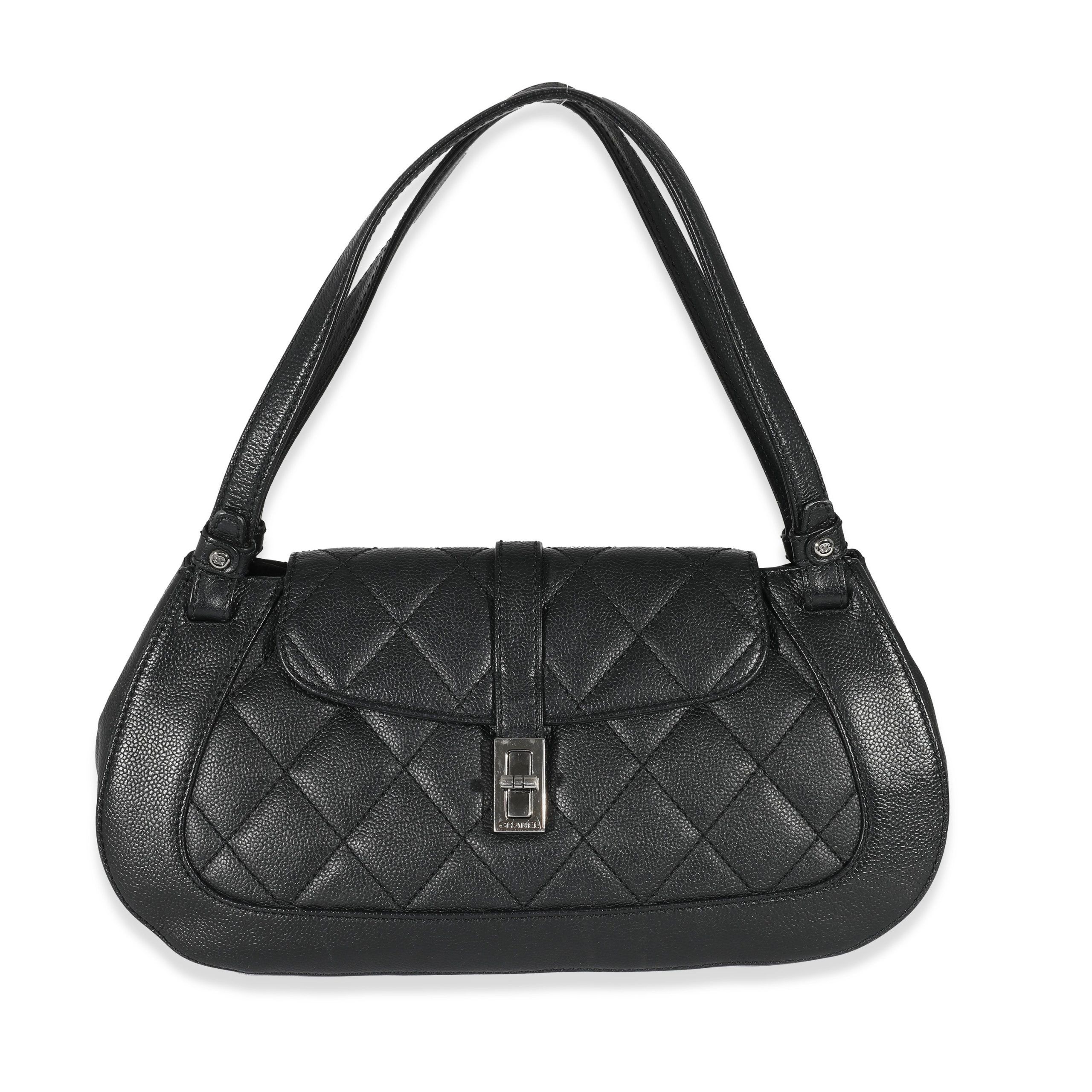 image of Chanel Black Caviar Mademoiselle Lock Shoulder Bag, Women's