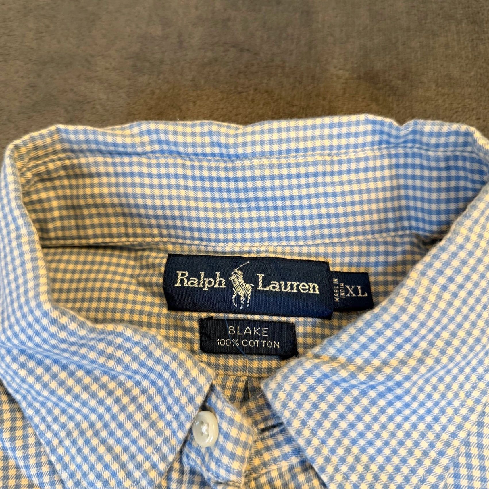 Ralph Lauren Ralph Lauren Blake Blue Gingham Button Down Shirt 100% Cotton Mens XL Size US XL / EU 56 / 4 - 3 Thumbnail