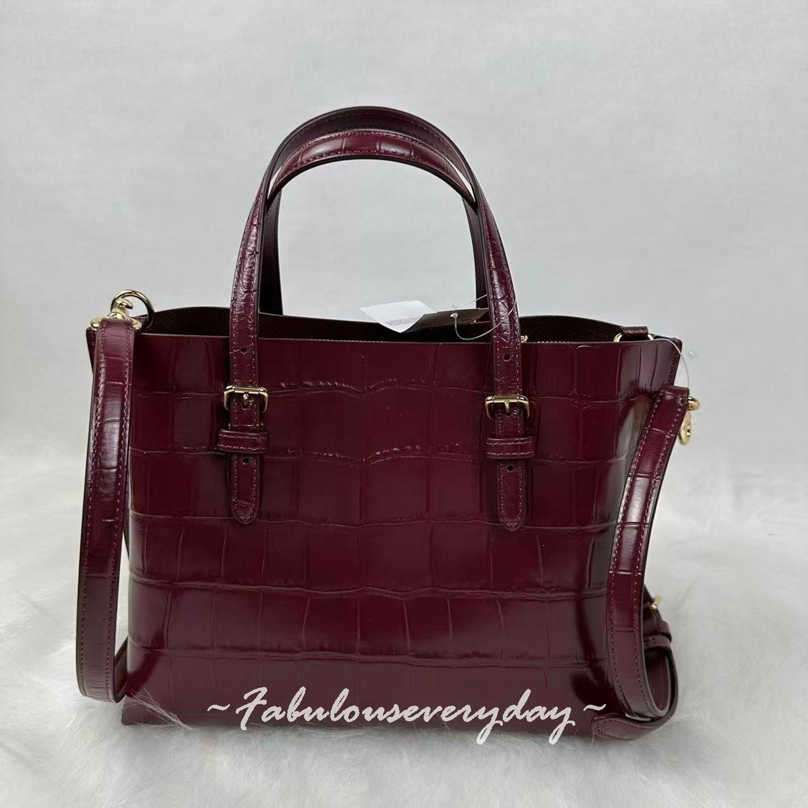 Coach Coach Mollie Tote Bag Crocodile-embossed Leather/Dark Wine Size ONE SIZE - 3 Thumbnail