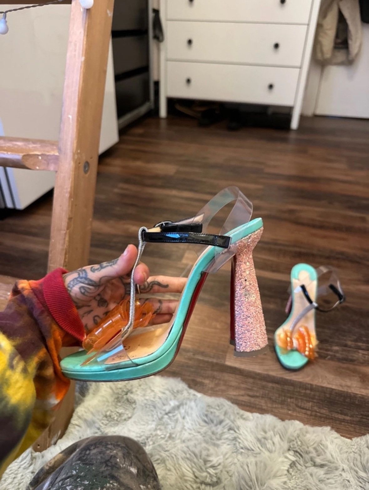 Christian Louboutin Orange bow tie sparkly heels Size US 6 / IT 36 - 4 Thumbnail
