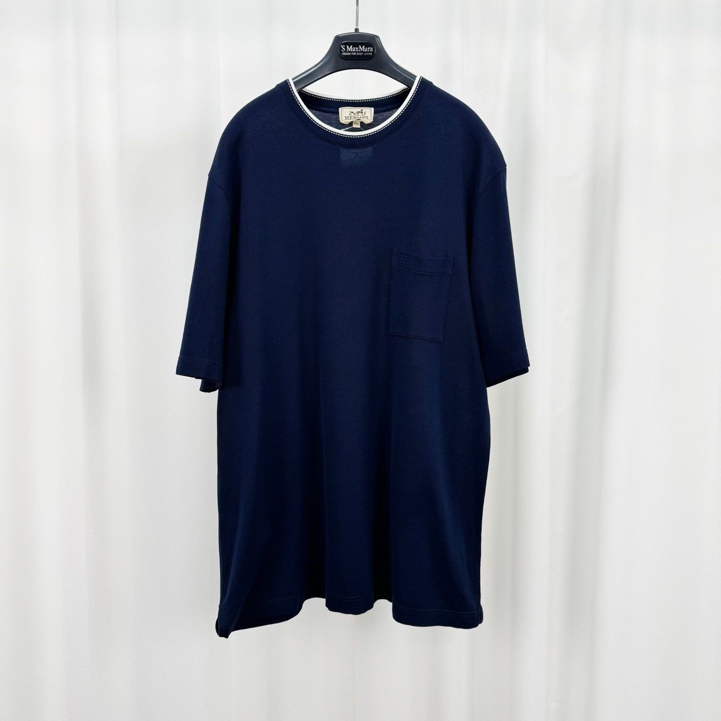 Hermes Hermes Blue Short-Sleeve Top White Collar Size US M / EU 48-50 / 2 - 1 Thumbnail