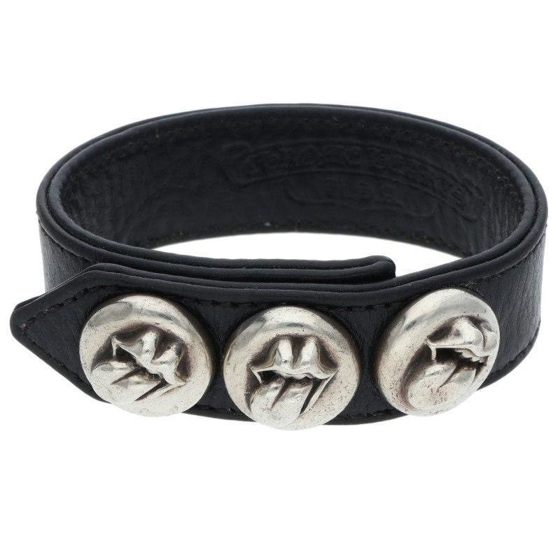Chrome Hearts Chrome Hearts Rolling Stones lip tongue Leather Bracelet Size ONE SIZE - 1 Thumbnail