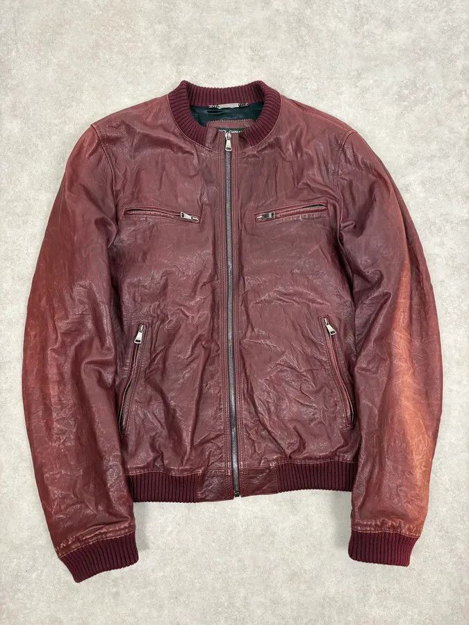 Dolce & Gabbana AW2011 Dolce & Gabbana Bordeaux Red Leather Jacket Size US L / EU 52-54 / 3 - 1 Thumbnail