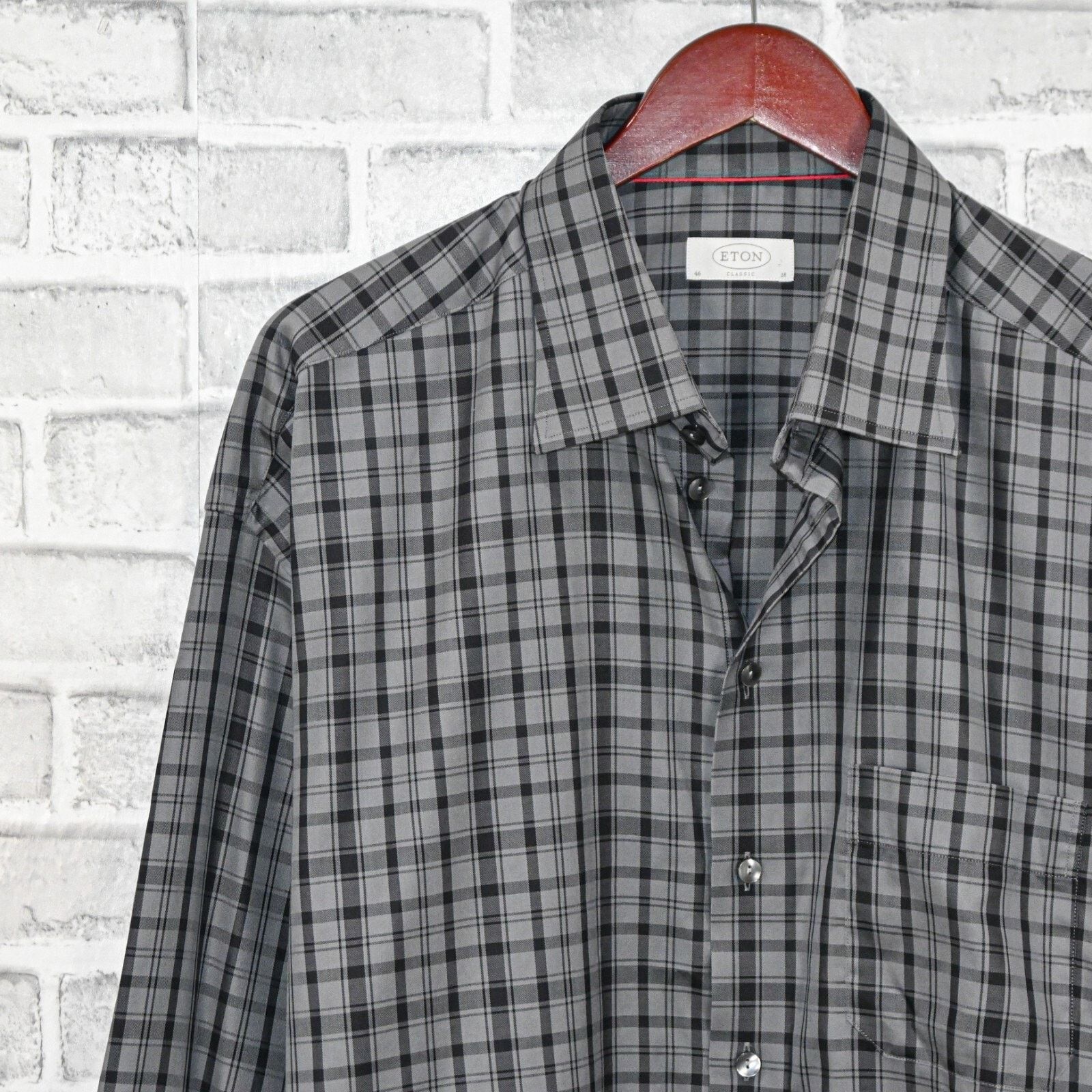 Eton ETON Classic fit Button down Shirt Grey Check Plaid Cotton Size US XXL / EU 58 / 5 - 4 Thumbnail