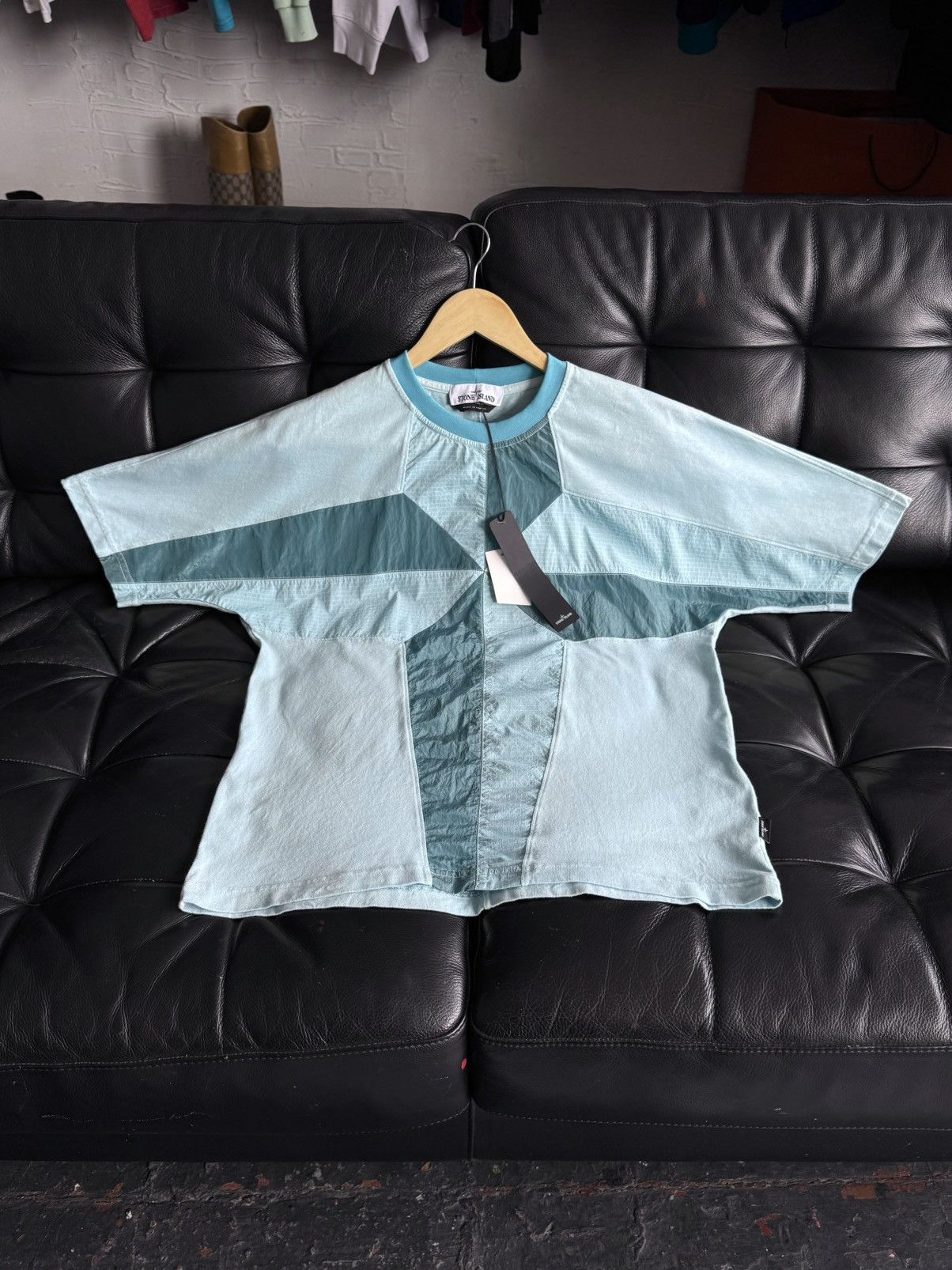 Stone Island Stone Island Nylon Metal Compass Big Logo Aqua Tee Shirt Size US S / EU 44-46 / 1 - 23 Thumbnail