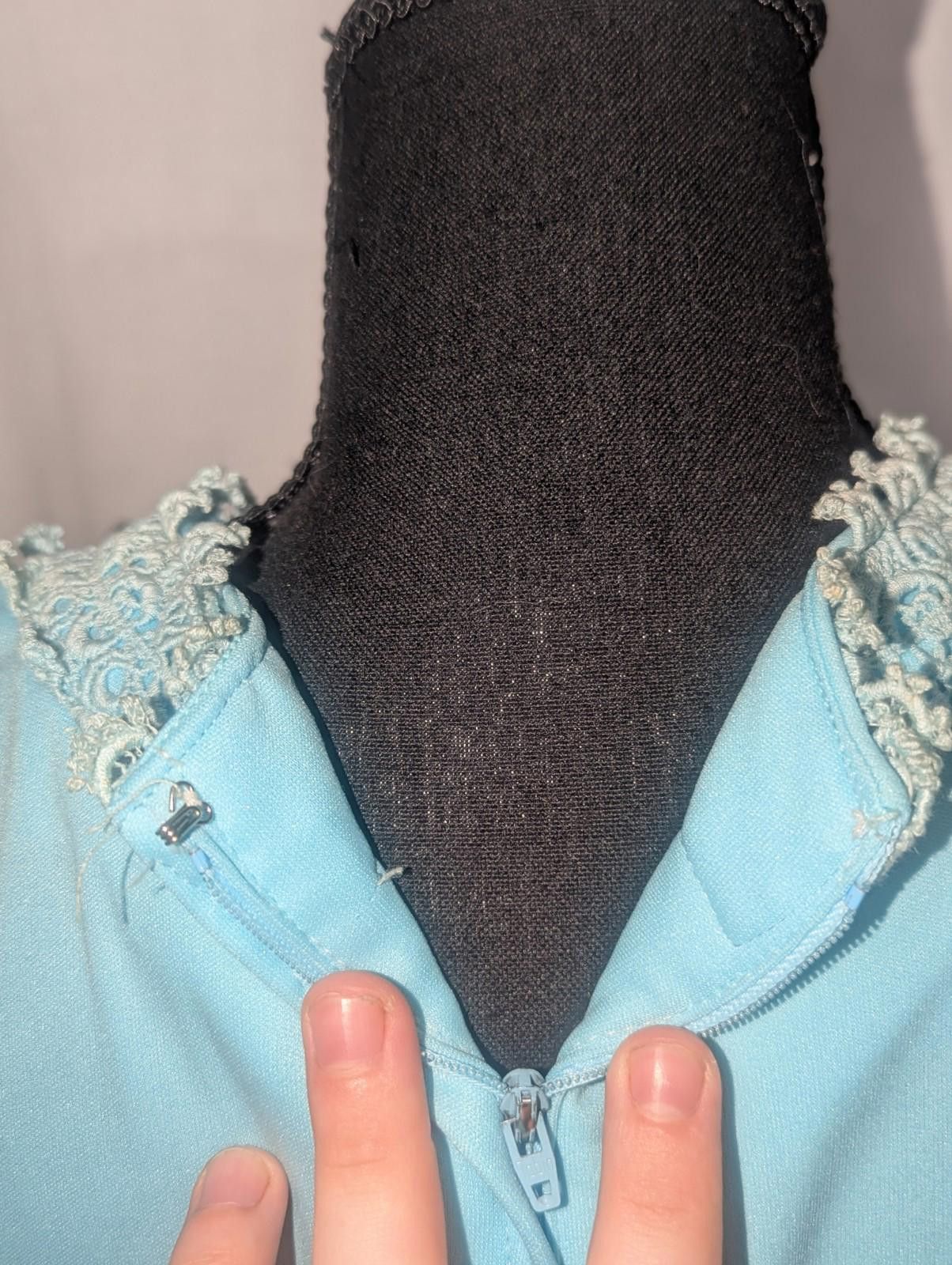 Handmade VTG Light Blue 60s Coquette Sheer Sleeved Maxi Prairie Dress Size L / US 10 / IT 46 - 7 Thumbnail