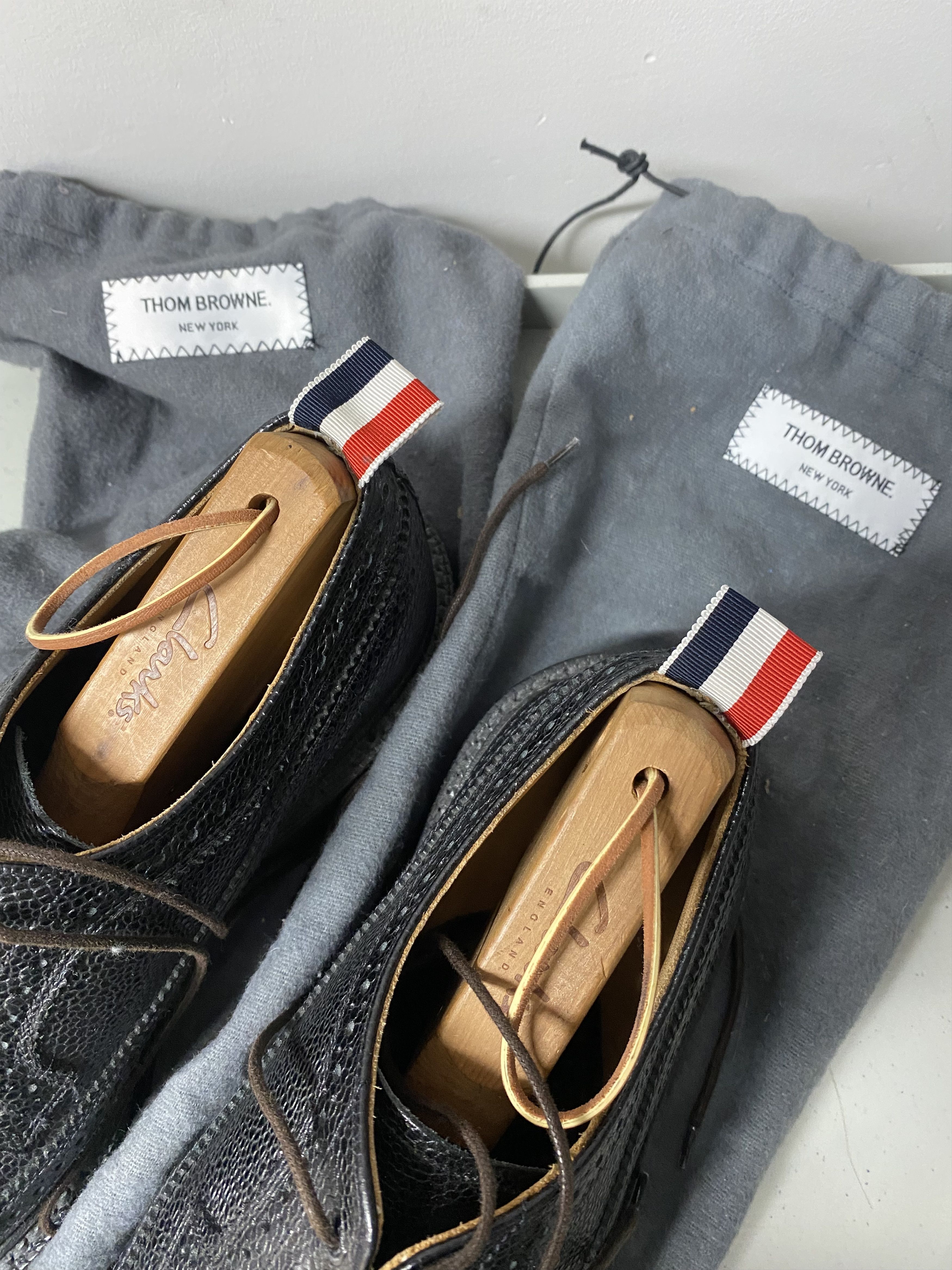 Thom Browne Black Pebble Grain Wingtip Size US 8 / EU 41 - 10 Thumbnail