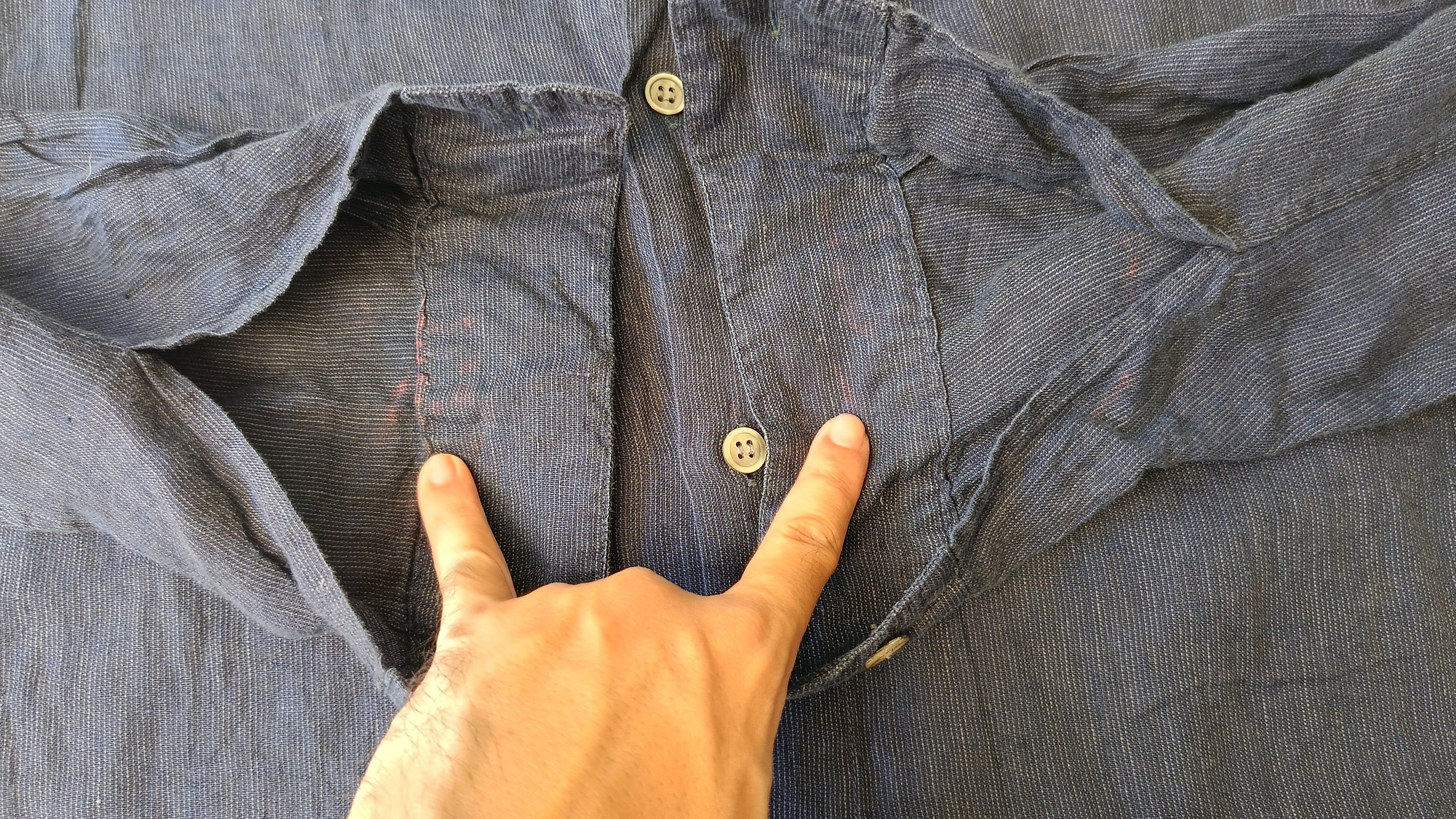 Issey Miyake Issey Miyake IM studio Japan mandarin navy blue linen shirt Size US M / EU 48-50 / 2 - 11 Thumbnail