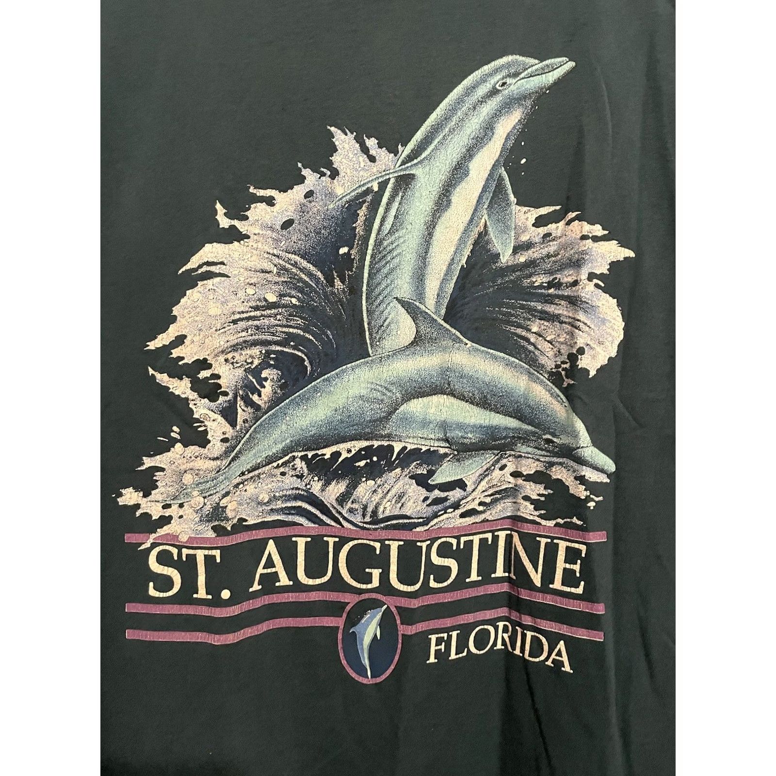Delta VINTAGE Delta Dolphin T-Shirt Unisex Adults L Crew Neck Short Sleeve Blue/green 1990s Animals Beach Florida Nautical USA Dolphins Shirt Mens Womens Size US L / EU 52-54 / 3 - 2 Thumbnail