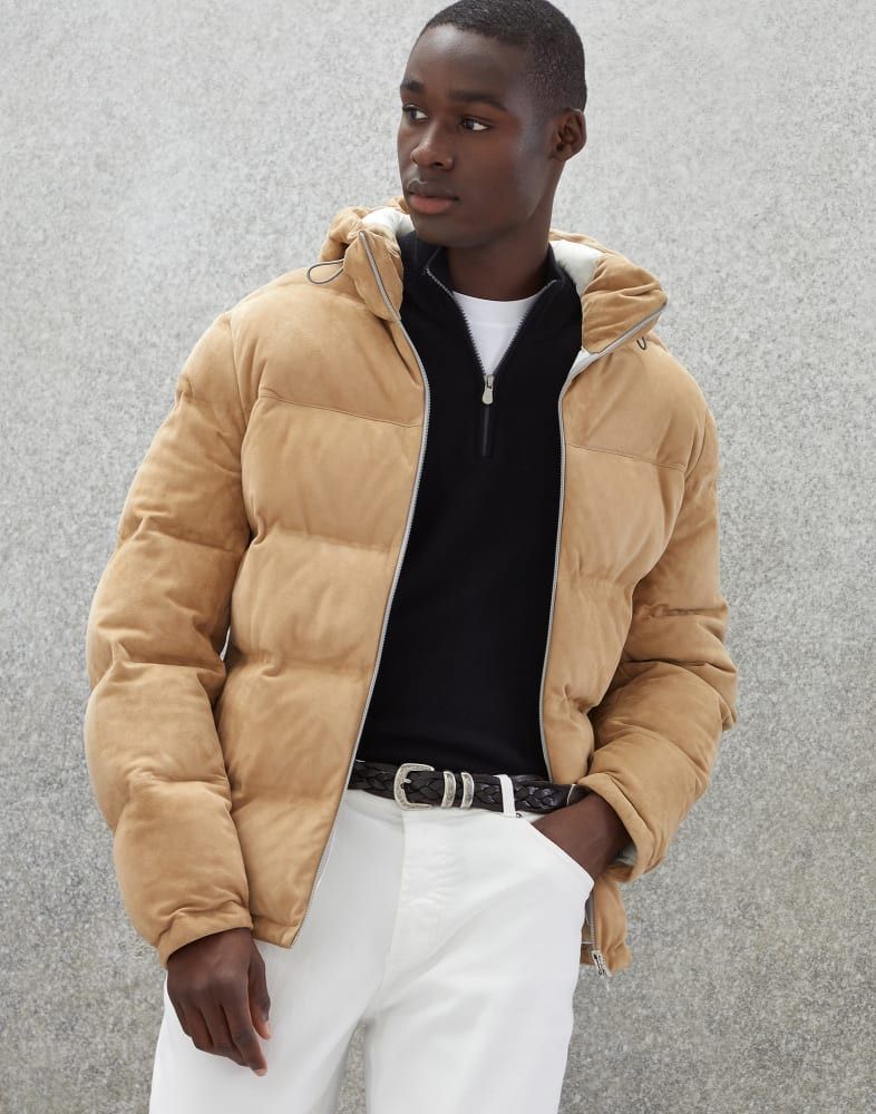 Brunello Cucinelli Padded Leather Jacket in Beige Size US M / EU 48-50 / 2 - 3 Thumbnail