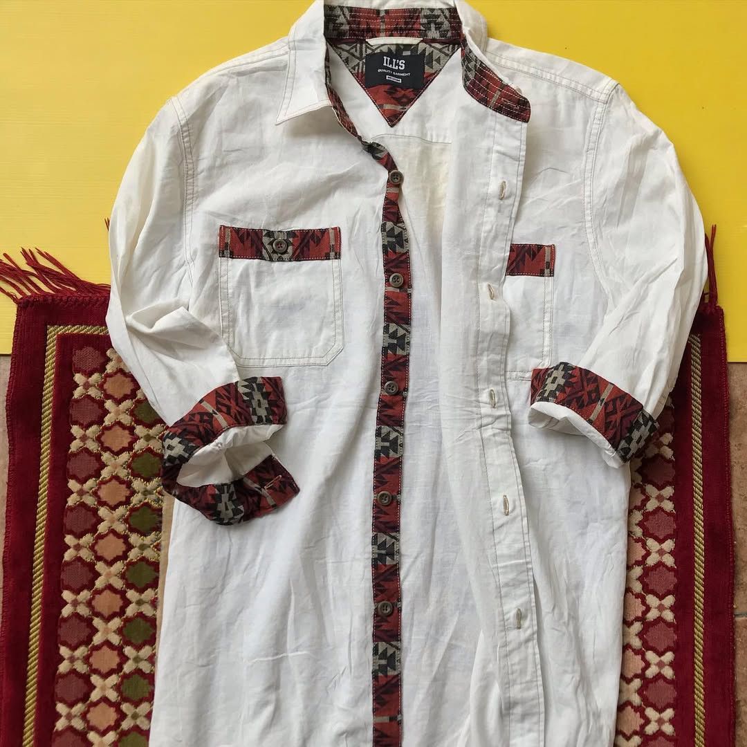 Japanese Brand Ills Shirt japan white colorway navajo shirt Iconic Size US M / EU 48-50 / 2 - 7 Thumbnail