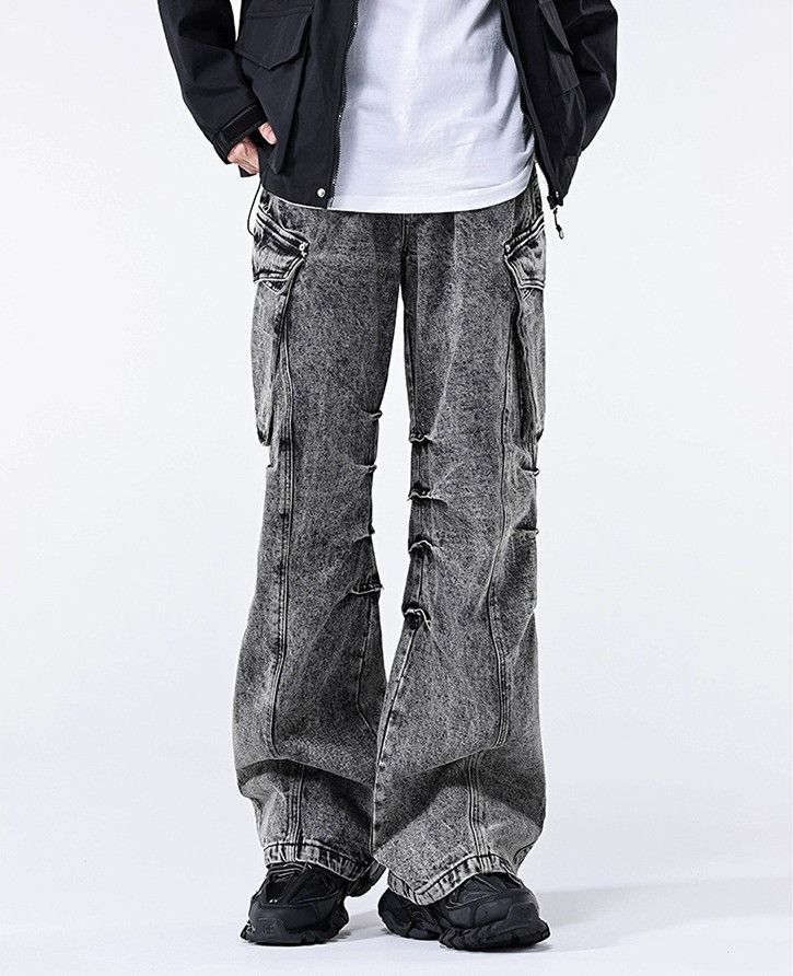 Designer × Japanese Brand × Vintage Stunning Punk Oversize Pockets Heavy Washed Cargo Pants Rave Size US 33 - 1 Thumbnail
