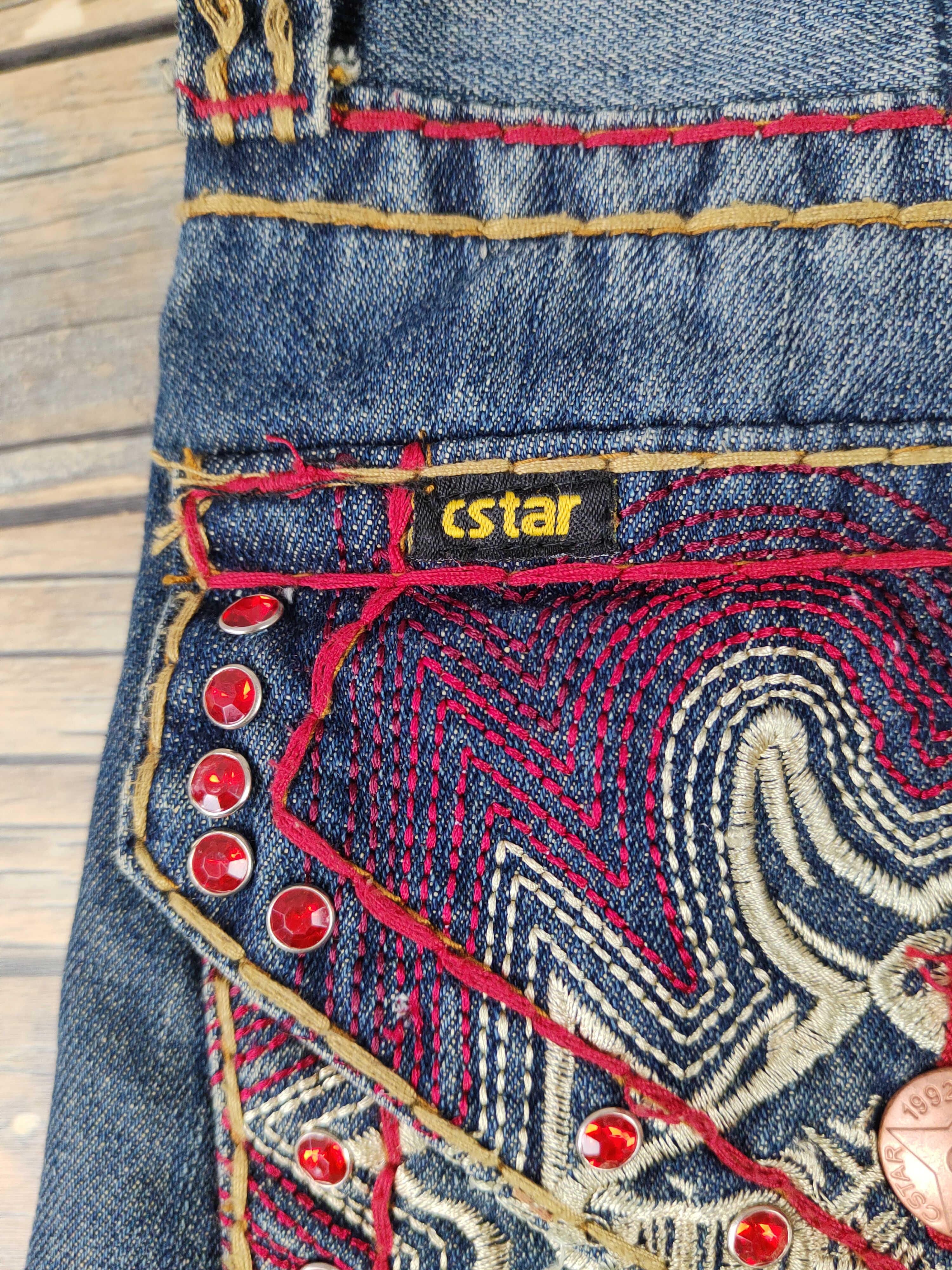Japanese Brand DL Cstar Blue faded vintage Distressed Ripped Jeans #380 Size US 40 / EU 56 - 9 Thumbnail