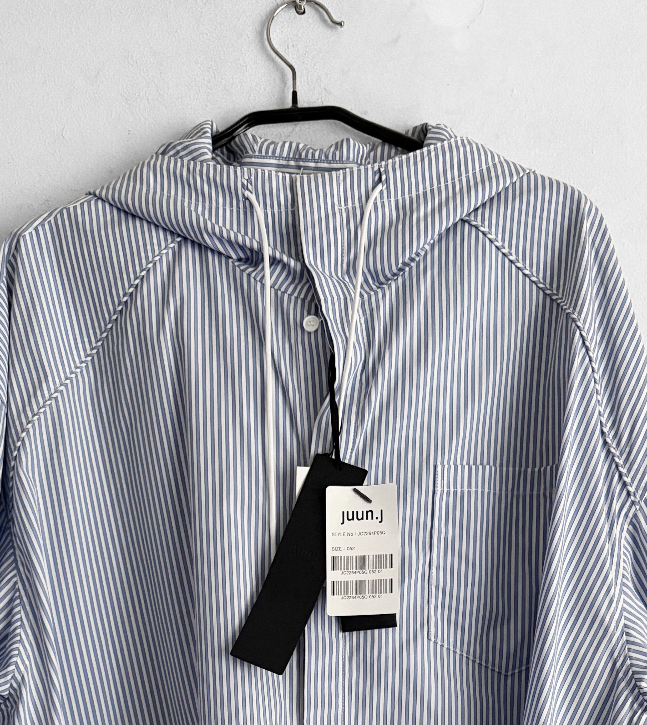 Juun.J Oversized Striped Cotton Hooded Shirt Size US L / EU 52-54 / 3 - 7 Thumbnail