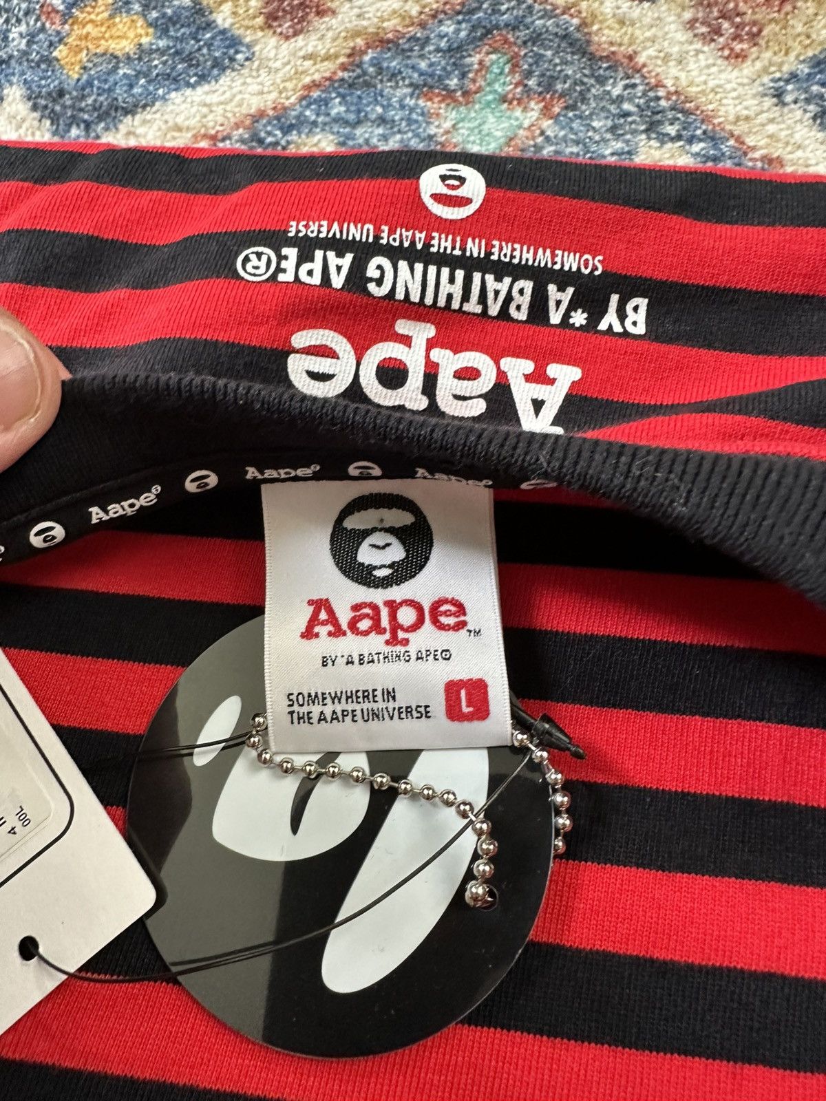 Aape Aape NWT Striped Logo T-shirt Lrge Size US L / EU 52-54 / 3 - 6 Thumbnail