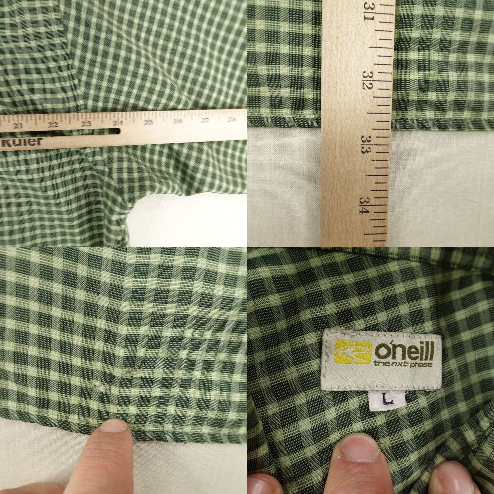 O'Neill Vintage O'Neill Shirt Mens Large Green White Plaid Button Up Skate Surf 90s ^ Size US L / EU 52-54 / 3 - 8 Thumbnail