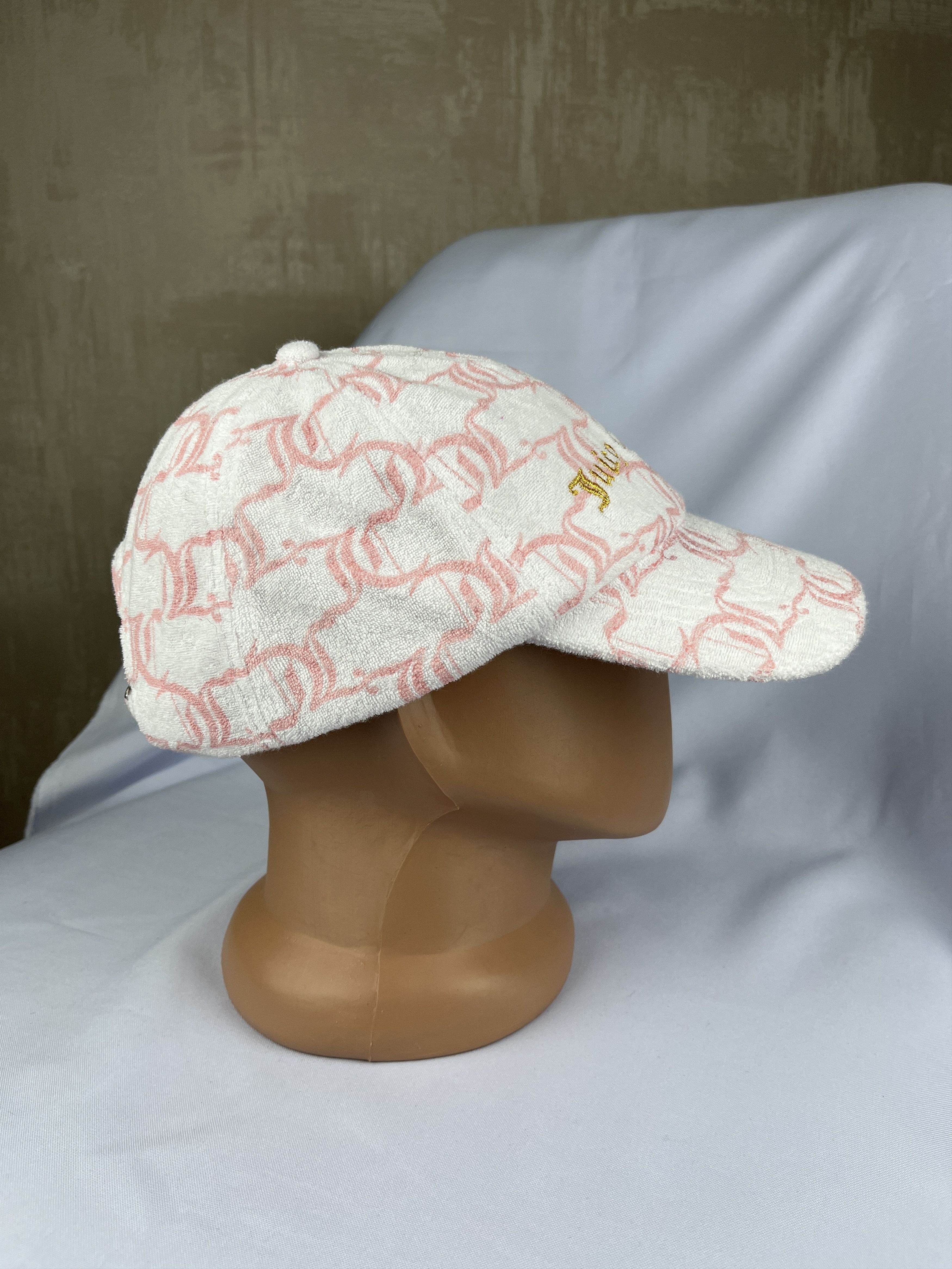 Juicy Couture Jeans Juicy Couture Towel Terry Cap Hat White Pink Size Adjustable Size ONE SIZE - 5 Thumbnail