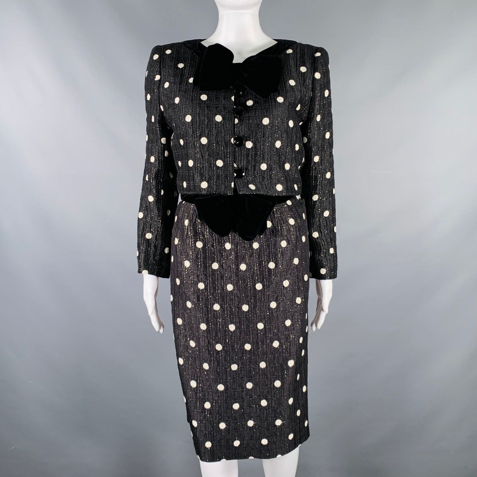 Valentino Size M Black White Polka Dot Strapless Dress Jacket Set Size M / US 6-8 / IT 42-44 - 1 Thumbnail