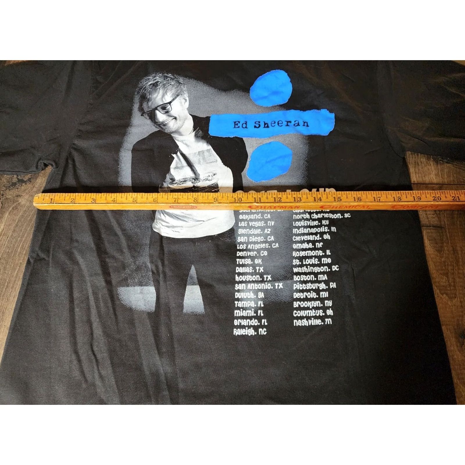 Vintage Ed Sheeran Divide World Tour 2017 Official T Shirt Mens M Black Cotton Short Sleeve Logo Band Tee Size US M / EU 48-50 / 2 - 3 Thumbnail