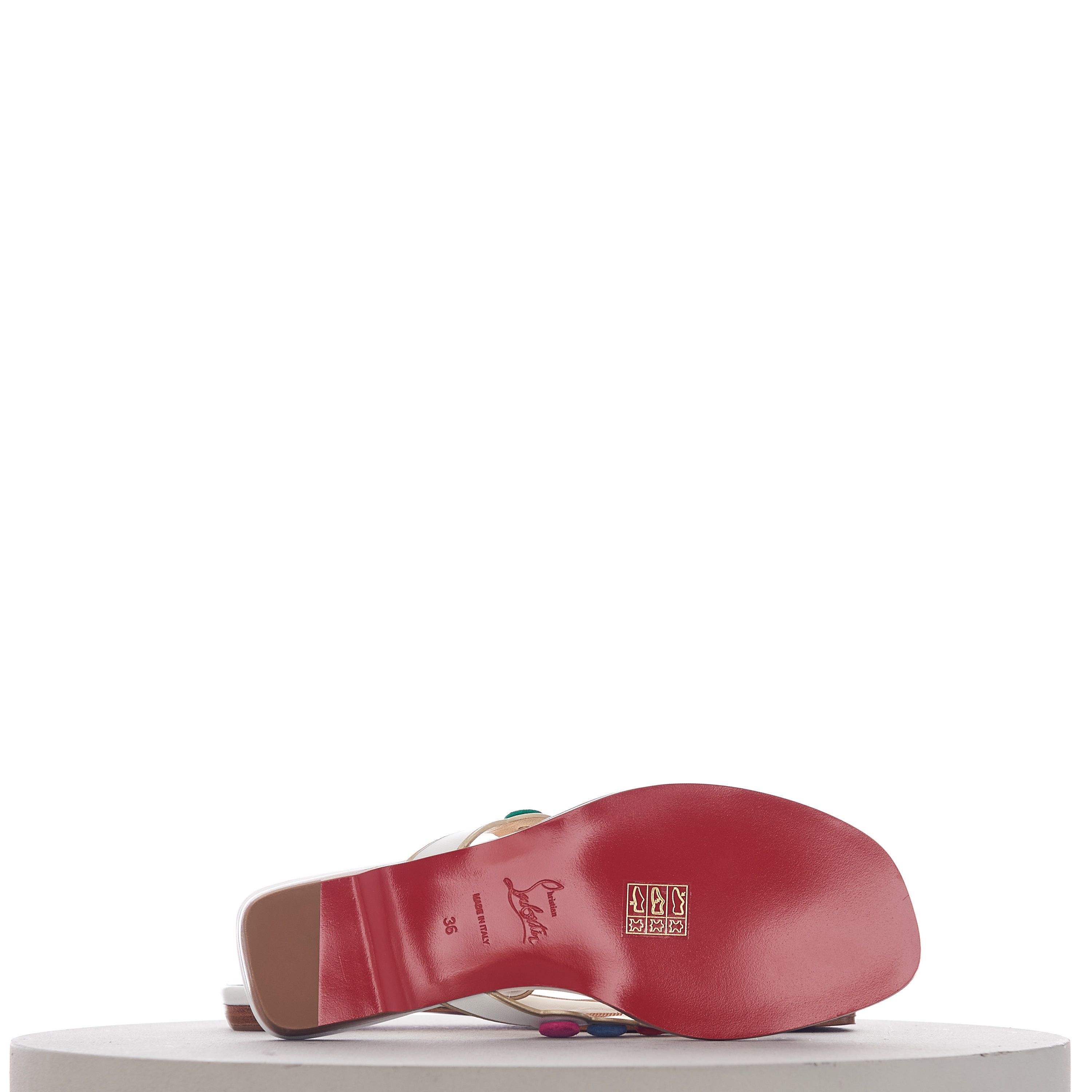 Christian Louboutin Smarta Flat Sandals In White Kid Leather Size US 7.5 / IT 37.5 - 10 Thumbnail