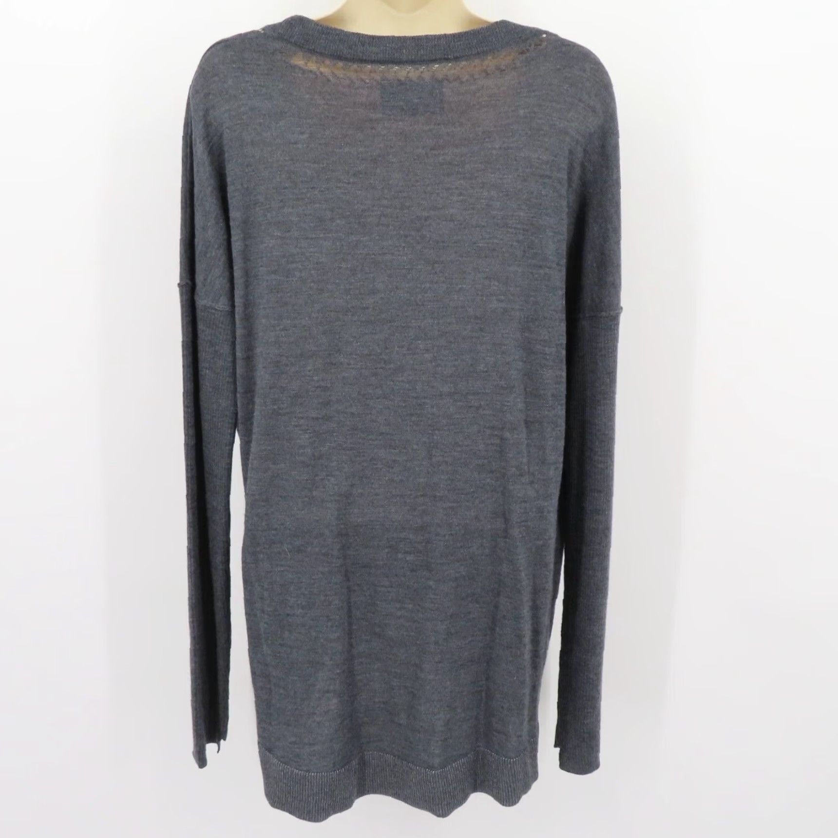 Zadig & Voltaire Zadig & Voltaire Women L Large PREPPY Merino Wool Blue Gray Scoop Neck Sweater Size L / US 10 / IT 46 - 5 Thumbnail