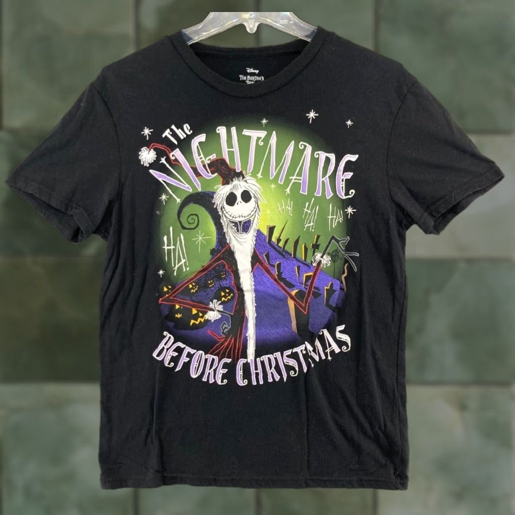 Vintage The Nightmare Before Christmas Mens TShirt M Black Santa Jack Skellington Size US M / EU 48-50 / 2 - 1 Thumbnail