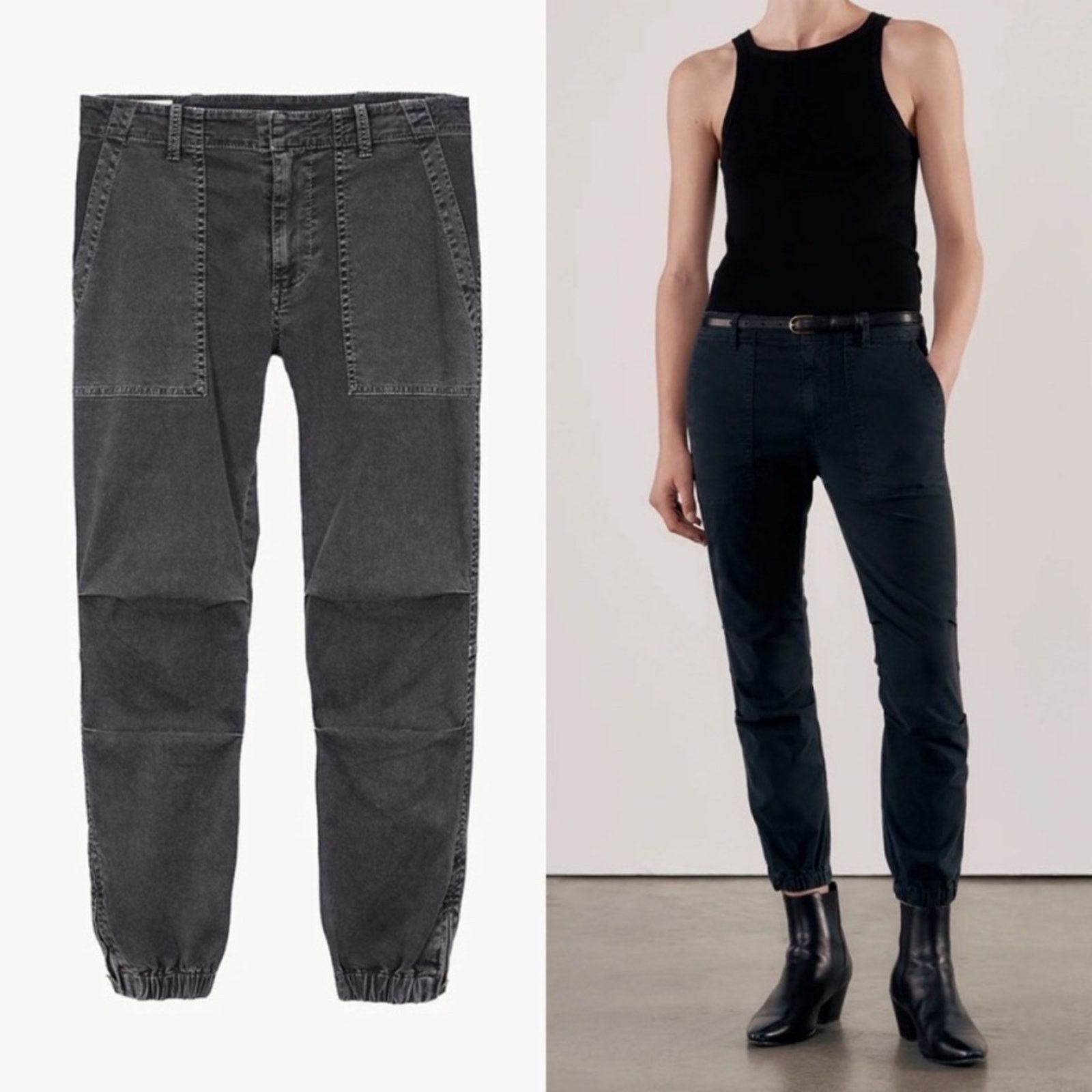 Nili Lotan Nili Lotan Cropped Military Pant Carbon Gray 00 EUC Size 24" / US 00 / IT 34 - 1 Thumbnail