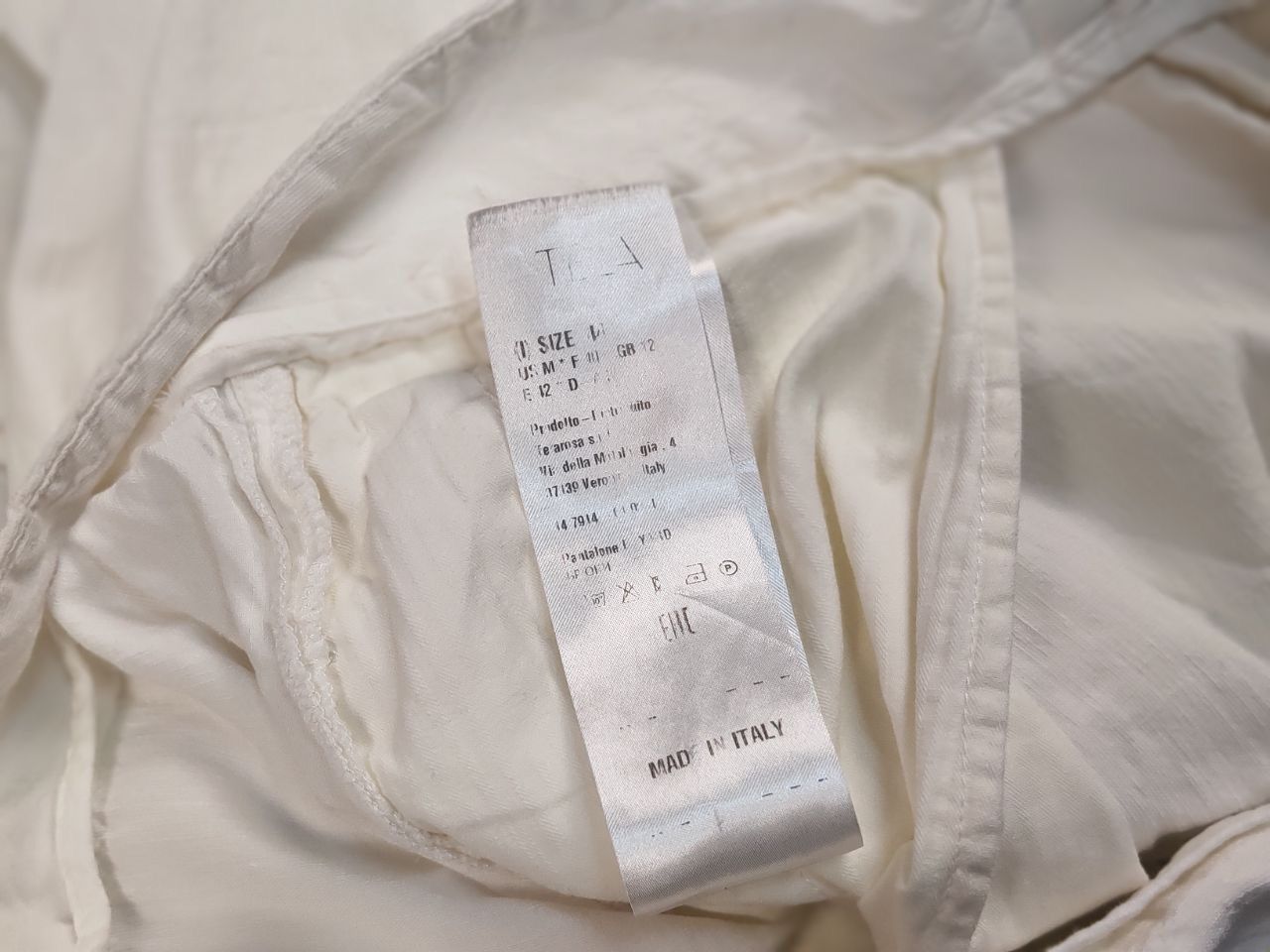 Designer Tela Design Regular White Linen blend Solid Trouser Pants Size 30" / US 8 / IT 44 - 14 Thumbnail