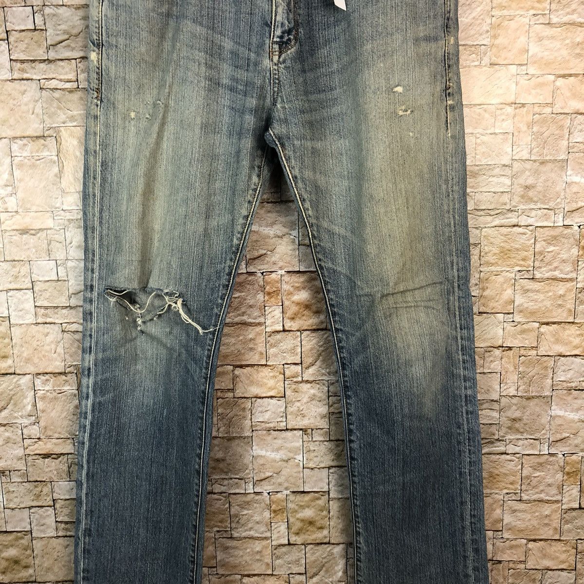 Japanese Brand Navy Blue Distressed ripped Denim Pants #A1041 Size US 33 - 6 Thumbnail