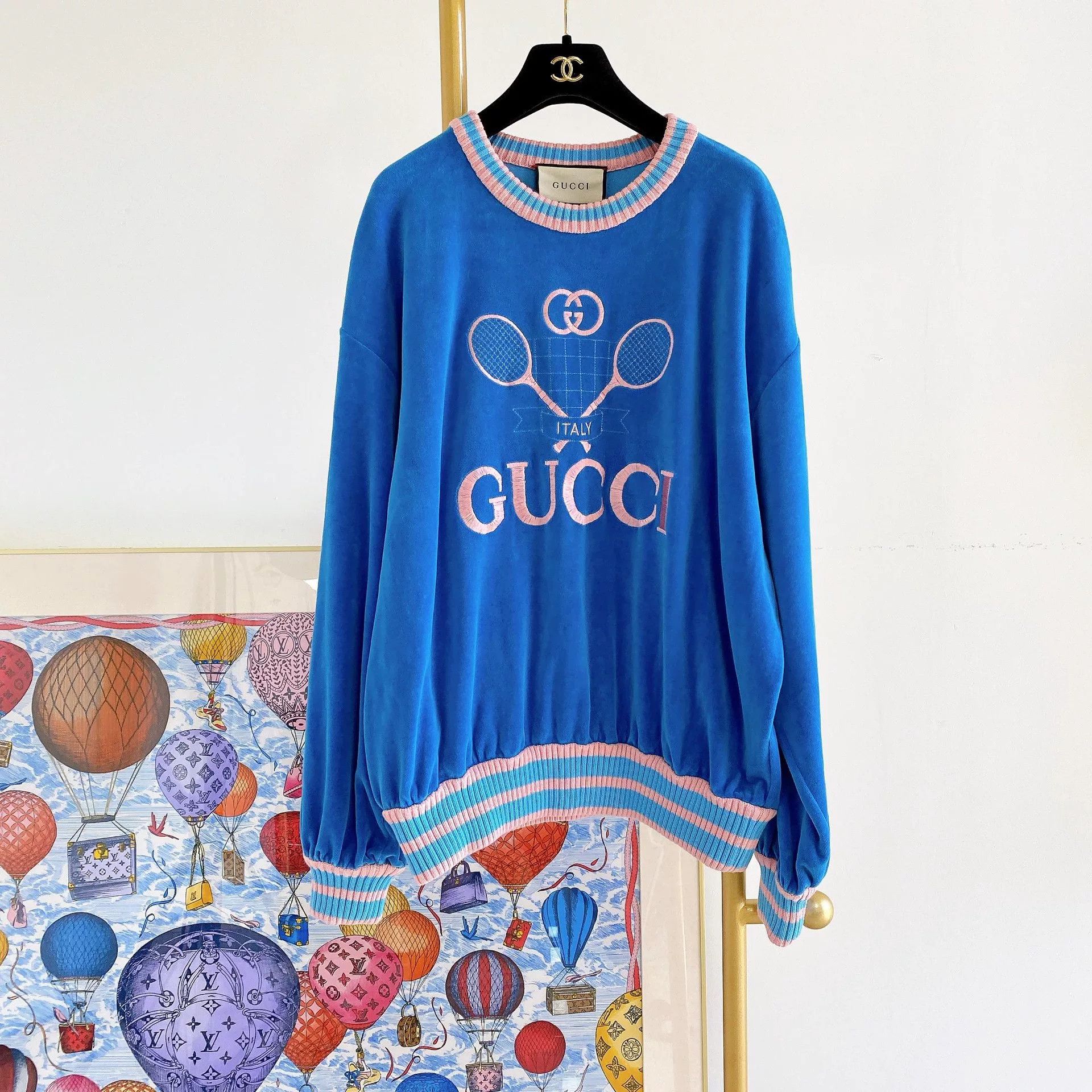 Gucci Gucci Blue Tennis Racket Print Sweatshirt S Size US S / EU 44-46 / 1 - 1 Thumbnail