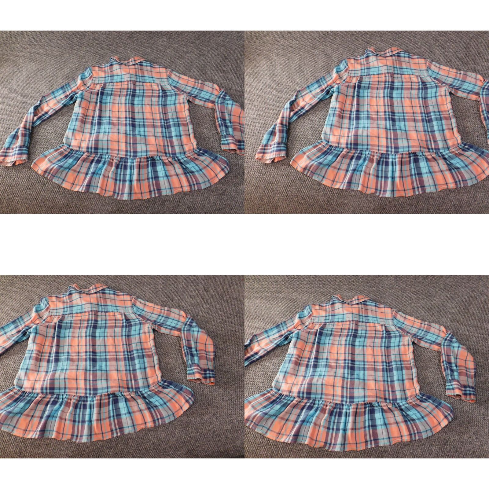 Express Express Button-Up Shirt Women M Blue Plaid Flannel Rayon Peplum Casual Shirt Size M / US 6-8 / IT 42-44 - 8 Thumbnail