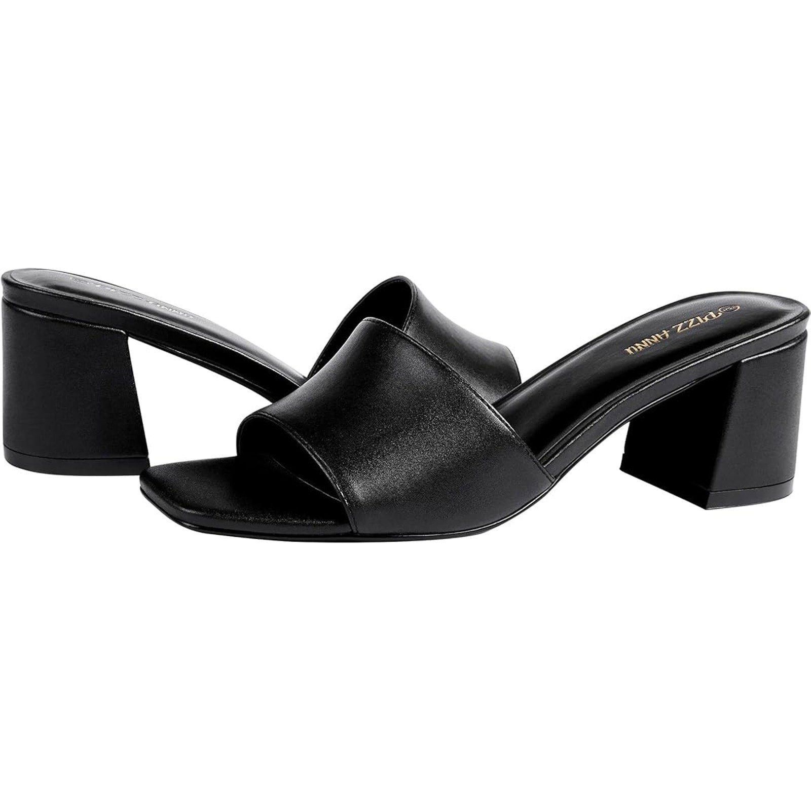 Other New Pizz Annu Women's 7 Black Faux Leather Open Toe Heels Size US 7 / IT 37 - 2 Thumbnail