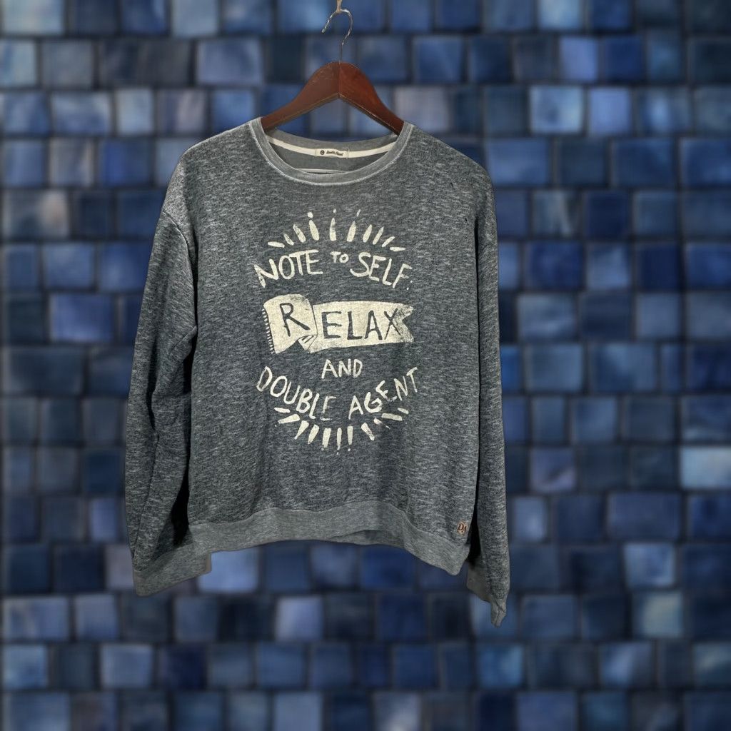 Doublet VINTAGE Double Agent Sweatshirt Womens L Gray Blue Note To Self Relax Pullover Logo Size L / US 10 / IT 46 - 1 Thumbnail