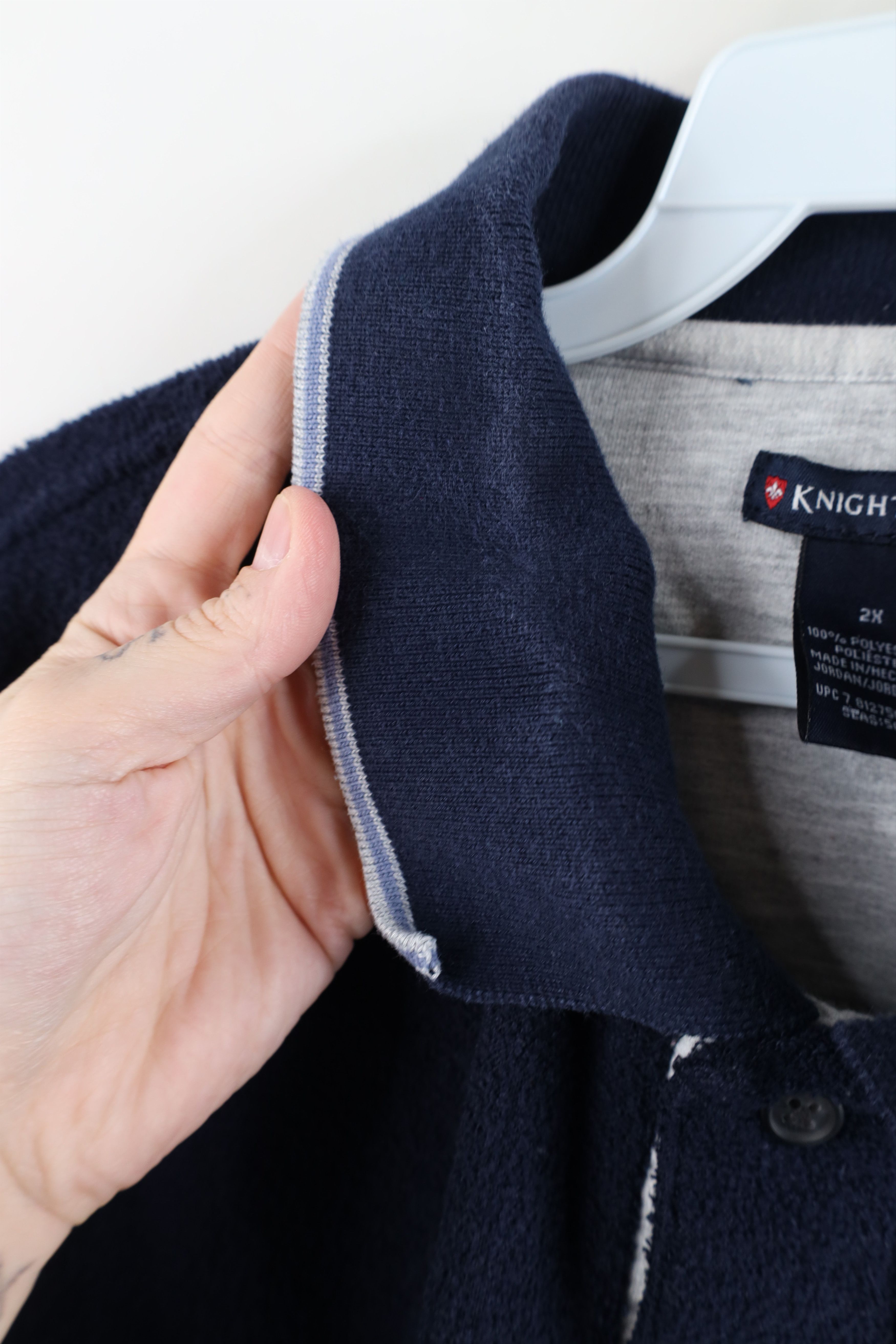 Vintage Vintage 90s Streetwear Terry Cloth Collared Sweatshirt Blue Size US XXL / EU 58 / 5 - 11 Thumbnail