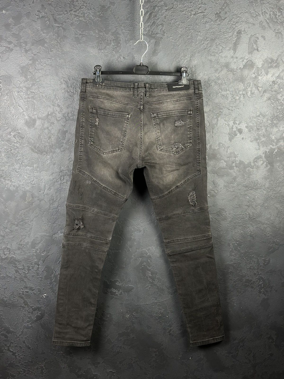 Represent Clo. Represent Destroyed Black Jeans Biker Denim Pants Size US 34 / EU 50 - 8 Thumbnail